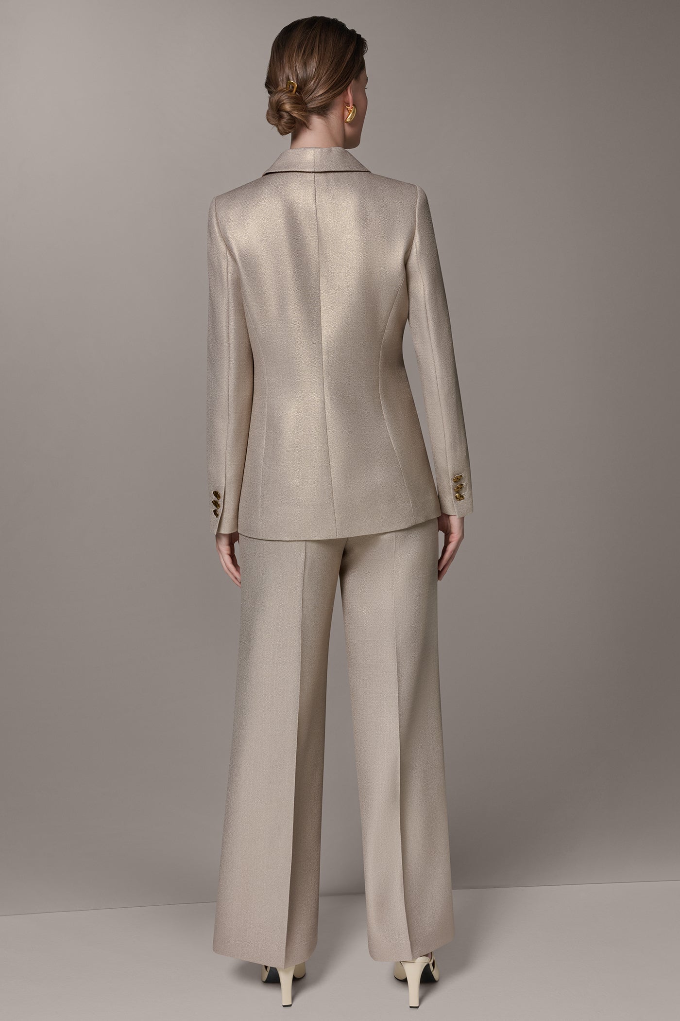 Light Fawn/Gold METALLIC SUIT BLAZER Donna Karan