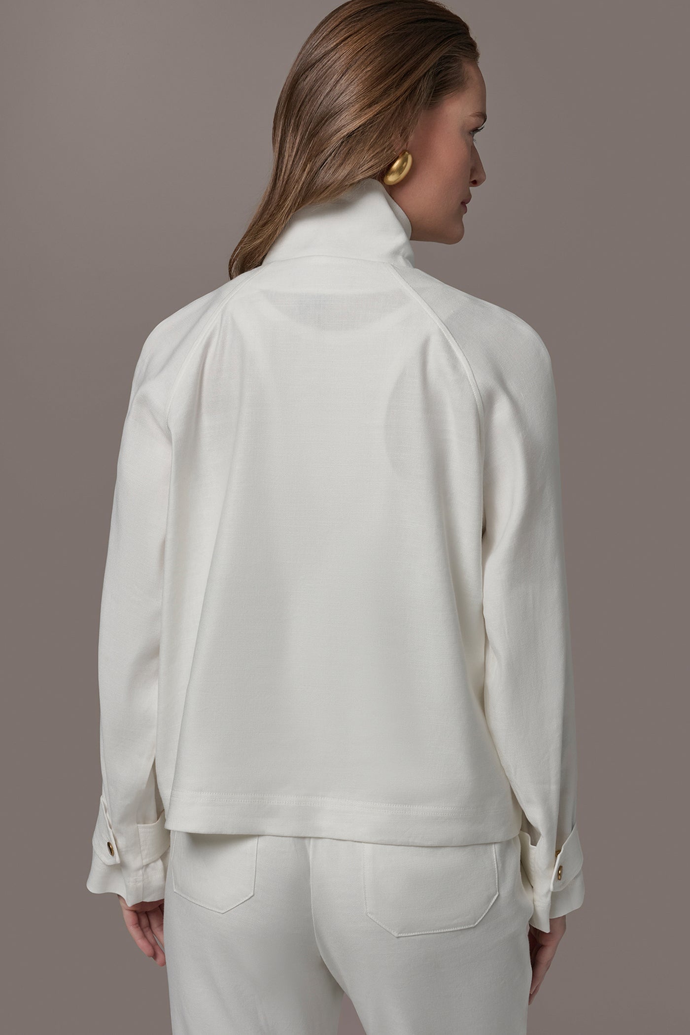 Cream LINEN-BLEND UTILITY JACKET Donna Karan
