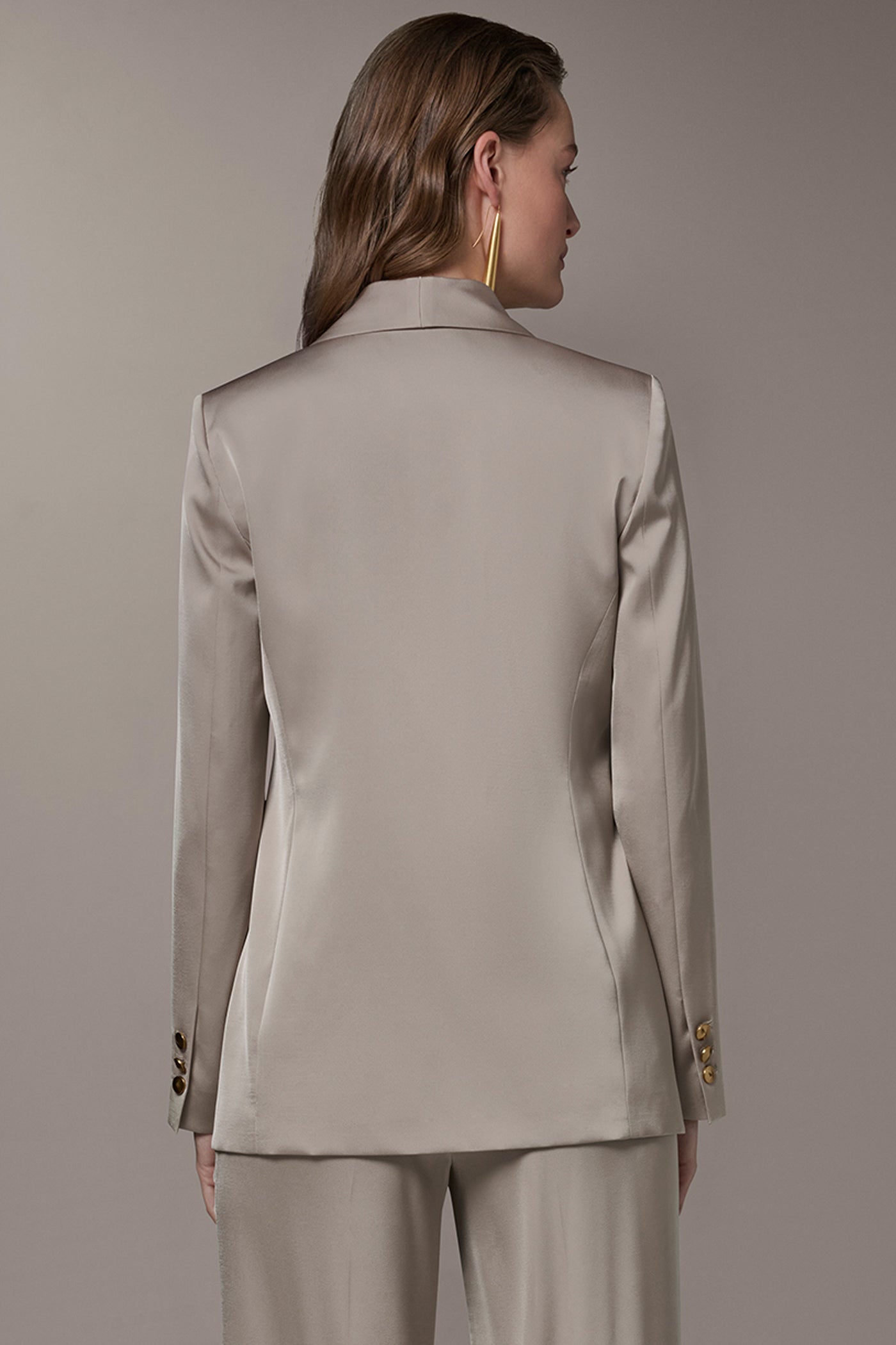 Turin SATIN ONE-BUTTON SUIT BLAZER Donna Karan
