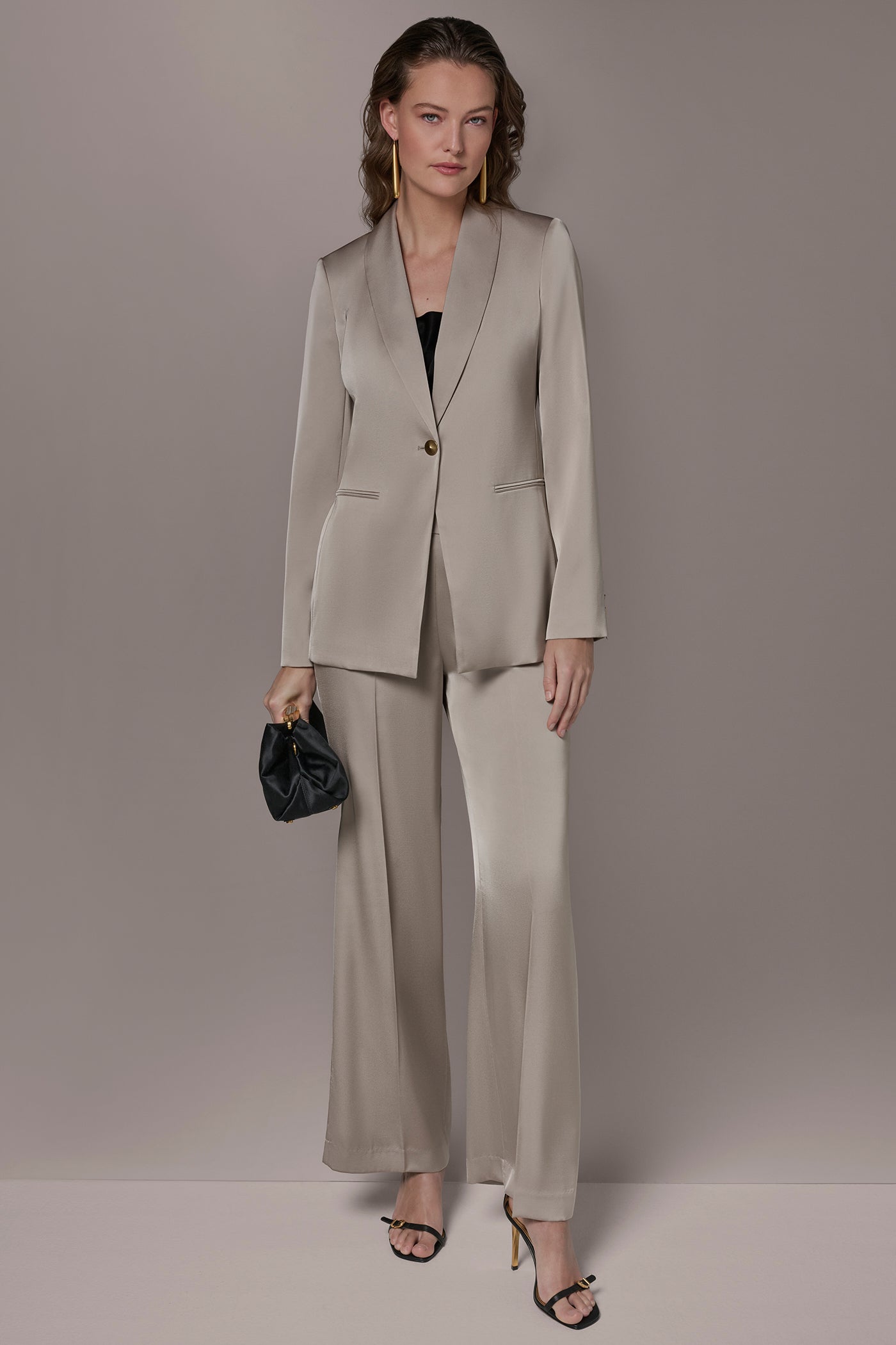 Turin SATIN ONE-BUTTON SUIT BLAZER Donna Karan
