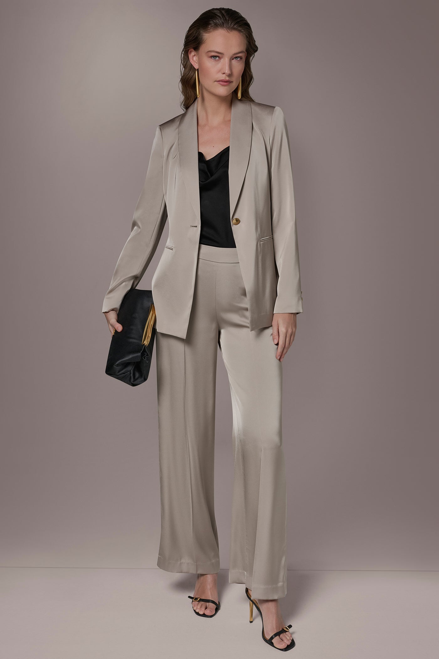 Turin SATIN ONE-BUTTON SUIT BLAZER Donna Karan