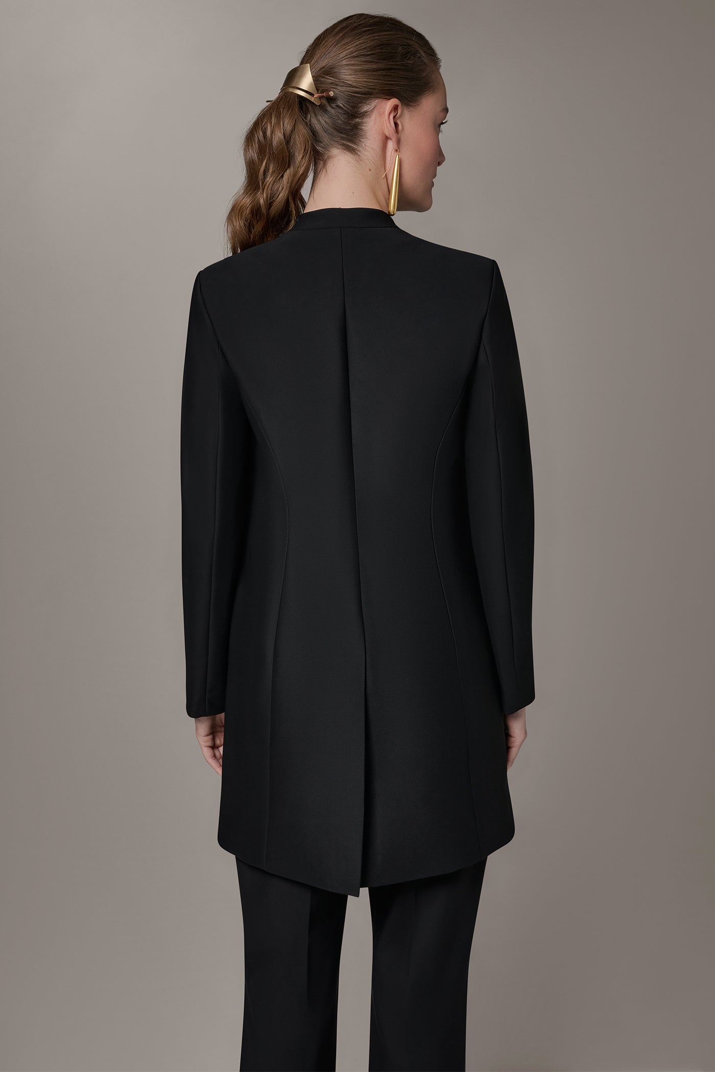 Black COLLARLESS TOPPER Donna Karan