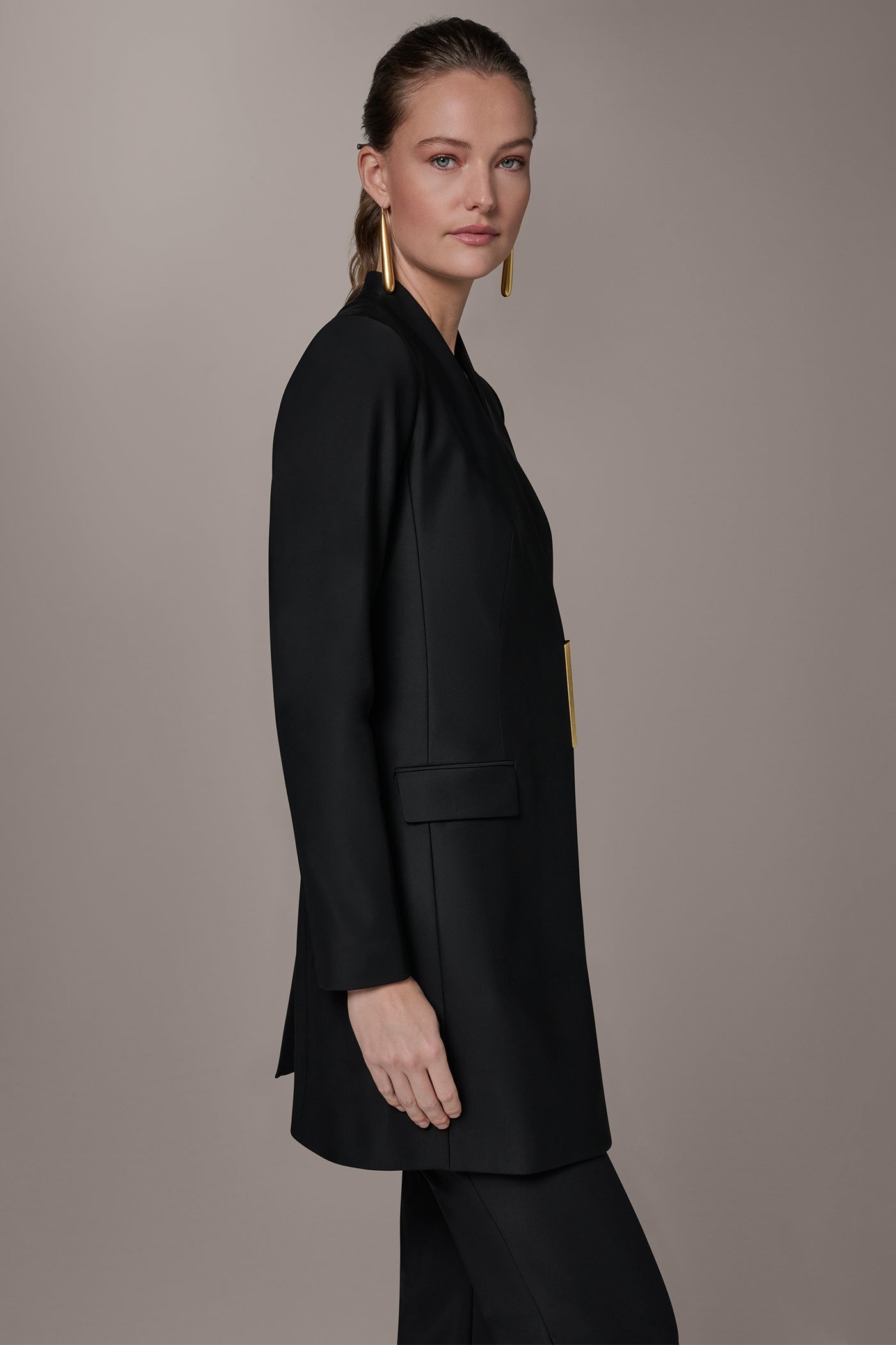 Black COLLARLESS TOPPER Donna Karan