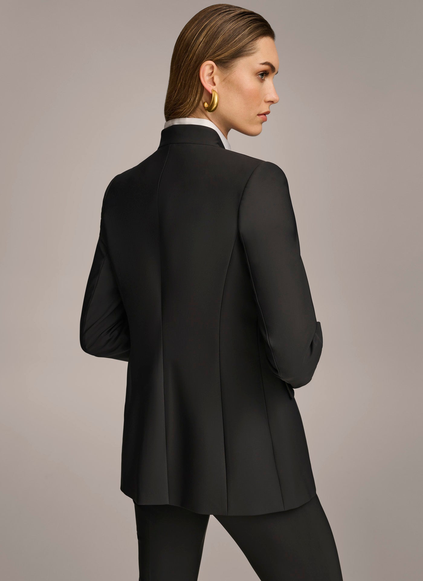 Black JACKET WITH BUTTON DETAILS ON SLEEVE Donna Karan