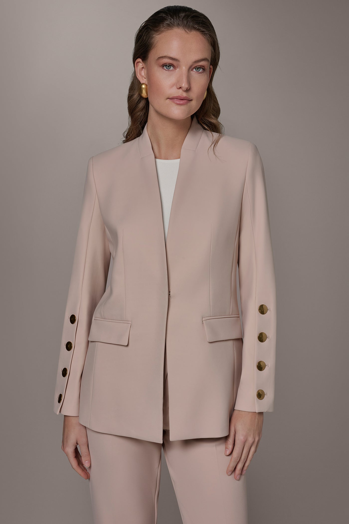 Snow Petal BUTTON SLEEVE SUIT BLAZER Donna Karan