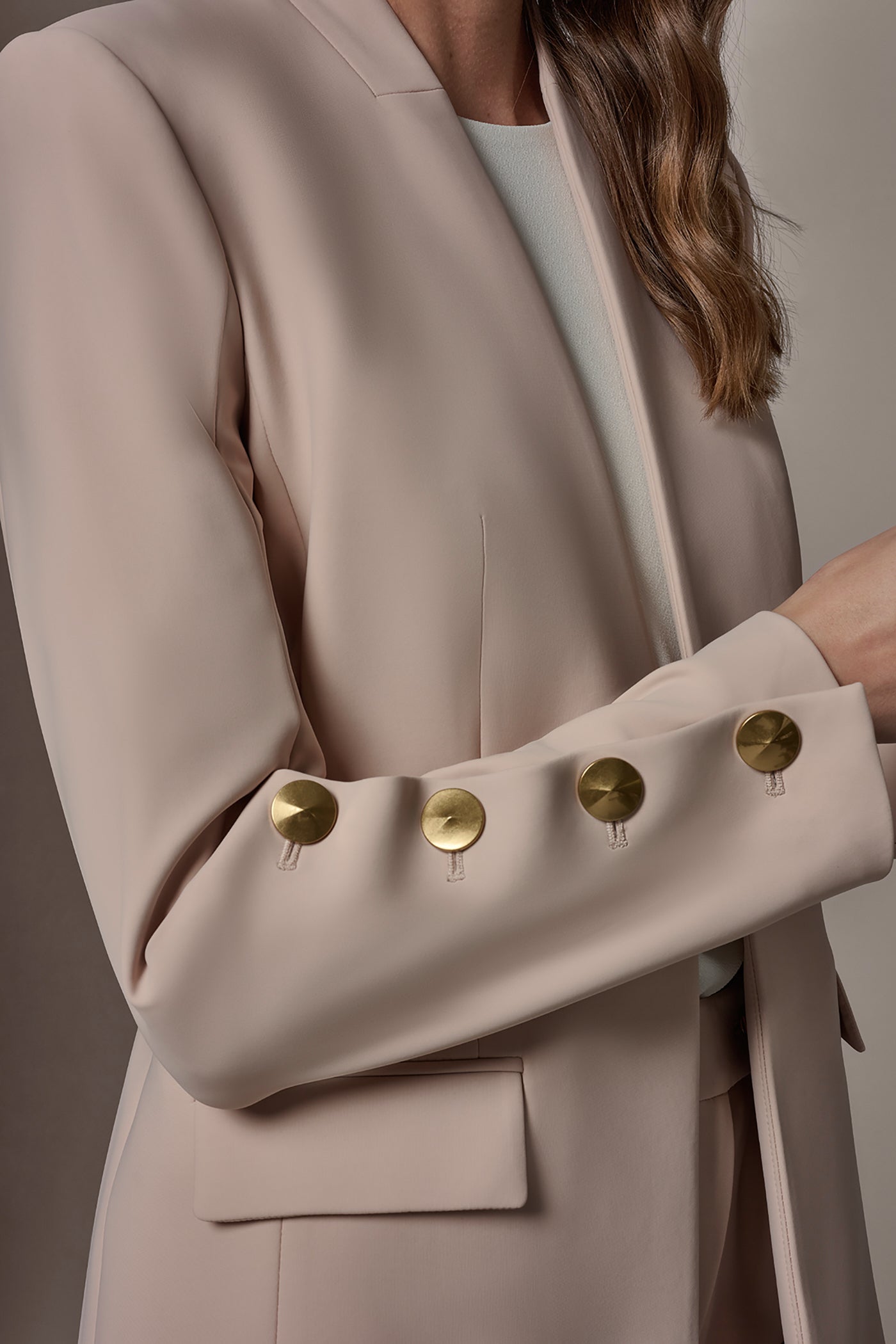 Snow Petal BUTTON SLEEVE SUIT BLAZER Donna Karan