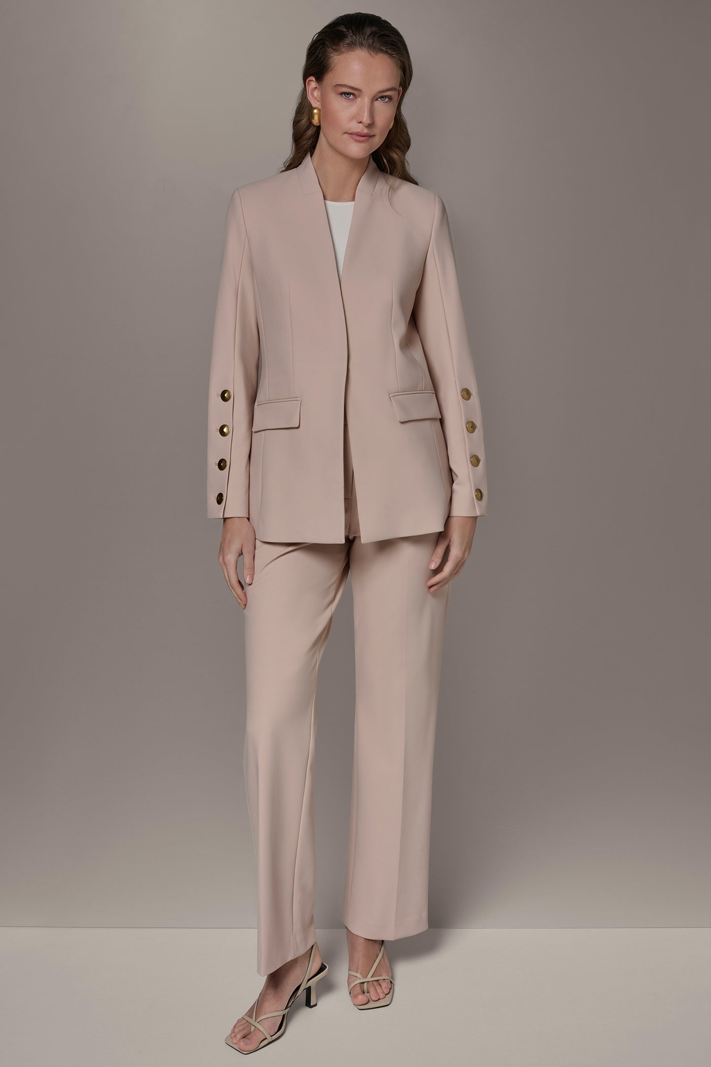 Snow Petal BUTTON SLEEVE SUIT BLAZER Donna Karan