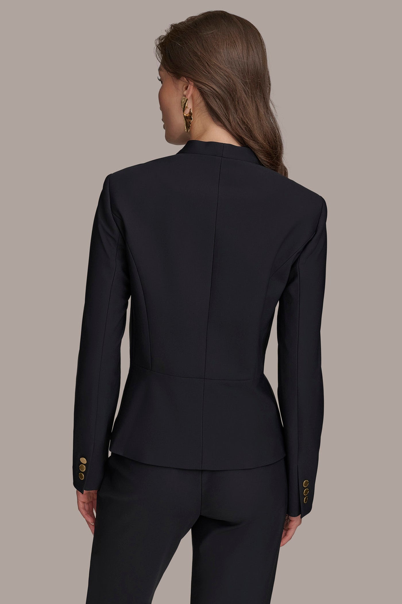 Black WRAP JACKET WITH BAR HARDWARE CLOSURE Donna Karan