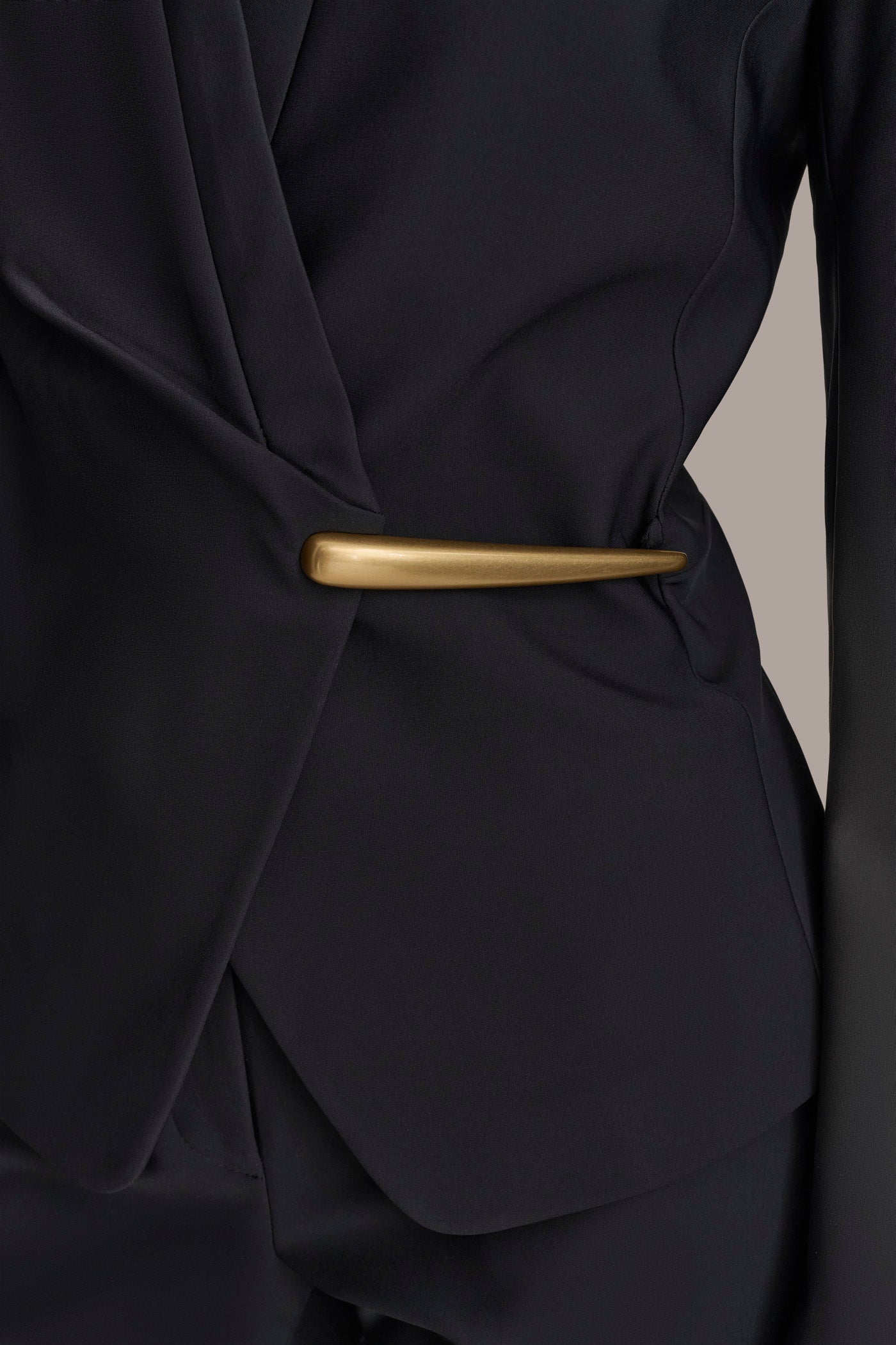 Black WRAP JACKET WITH BAR HARDWARE CLOSURE Donna Karan