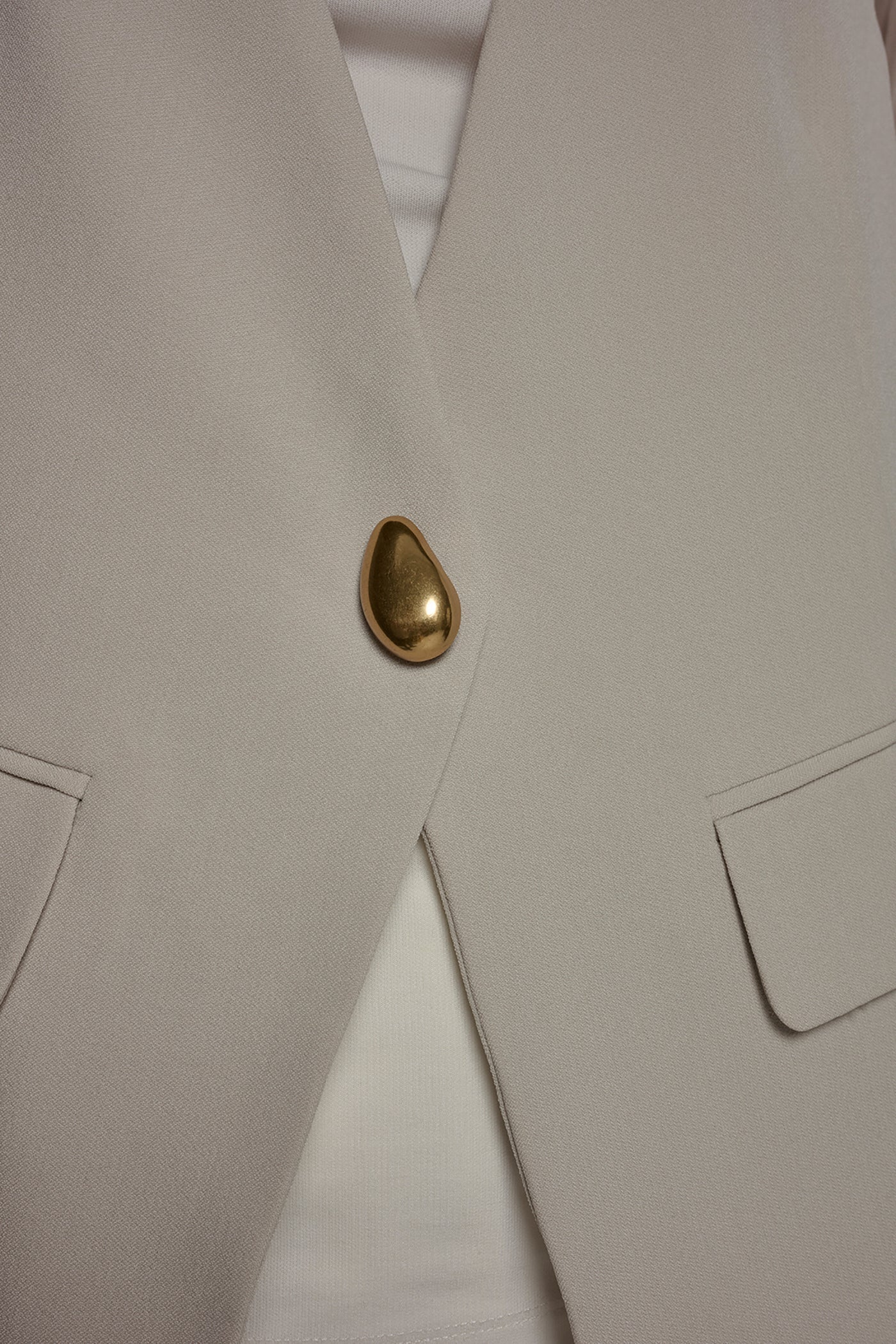 Tuscan Grey CHIFFON PANELED ONE BUTTON JACKET Donna Karan