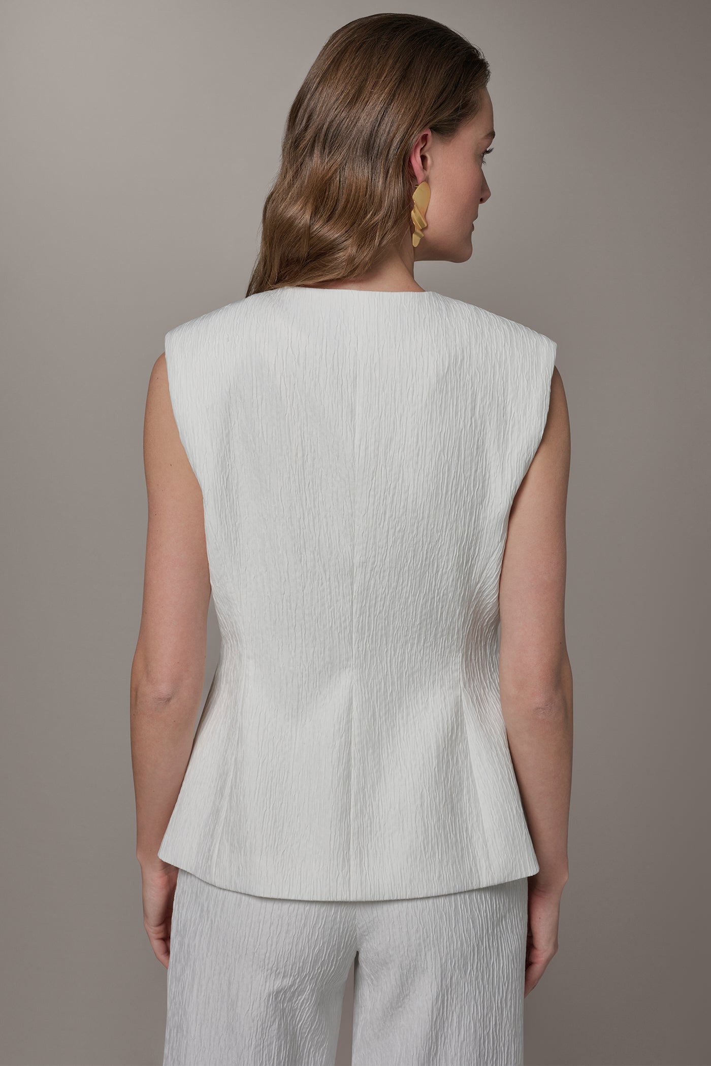 Cream EXTENDED SHOULDER VEST Donna Karan