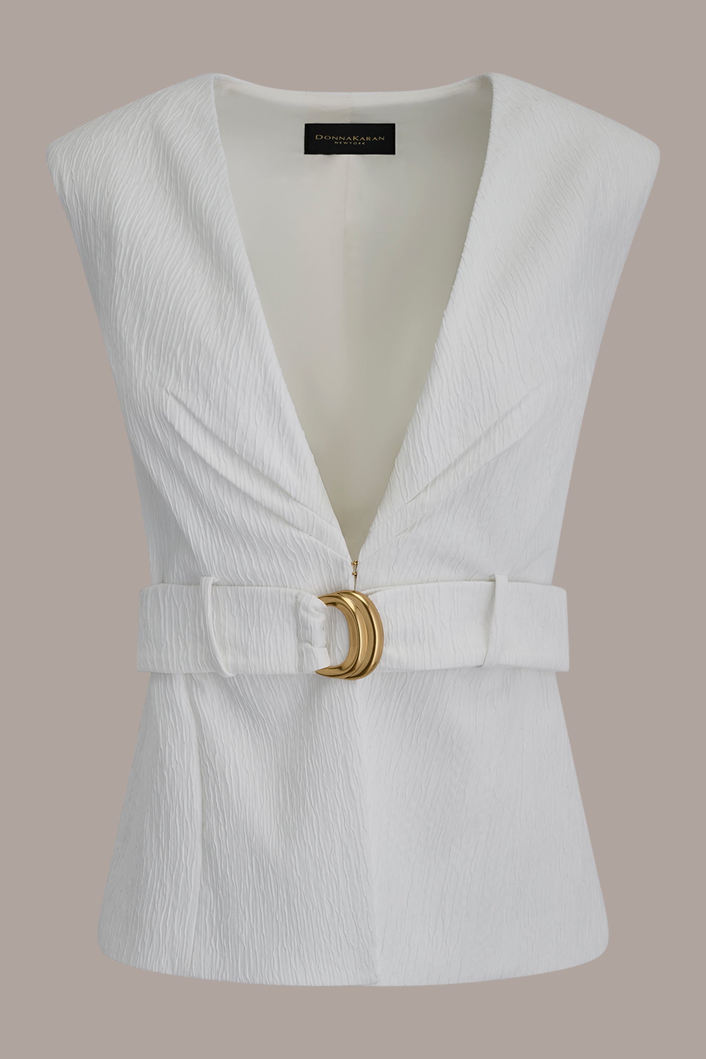 Cream EXTENDED SHOULDER VEST Donna Karan