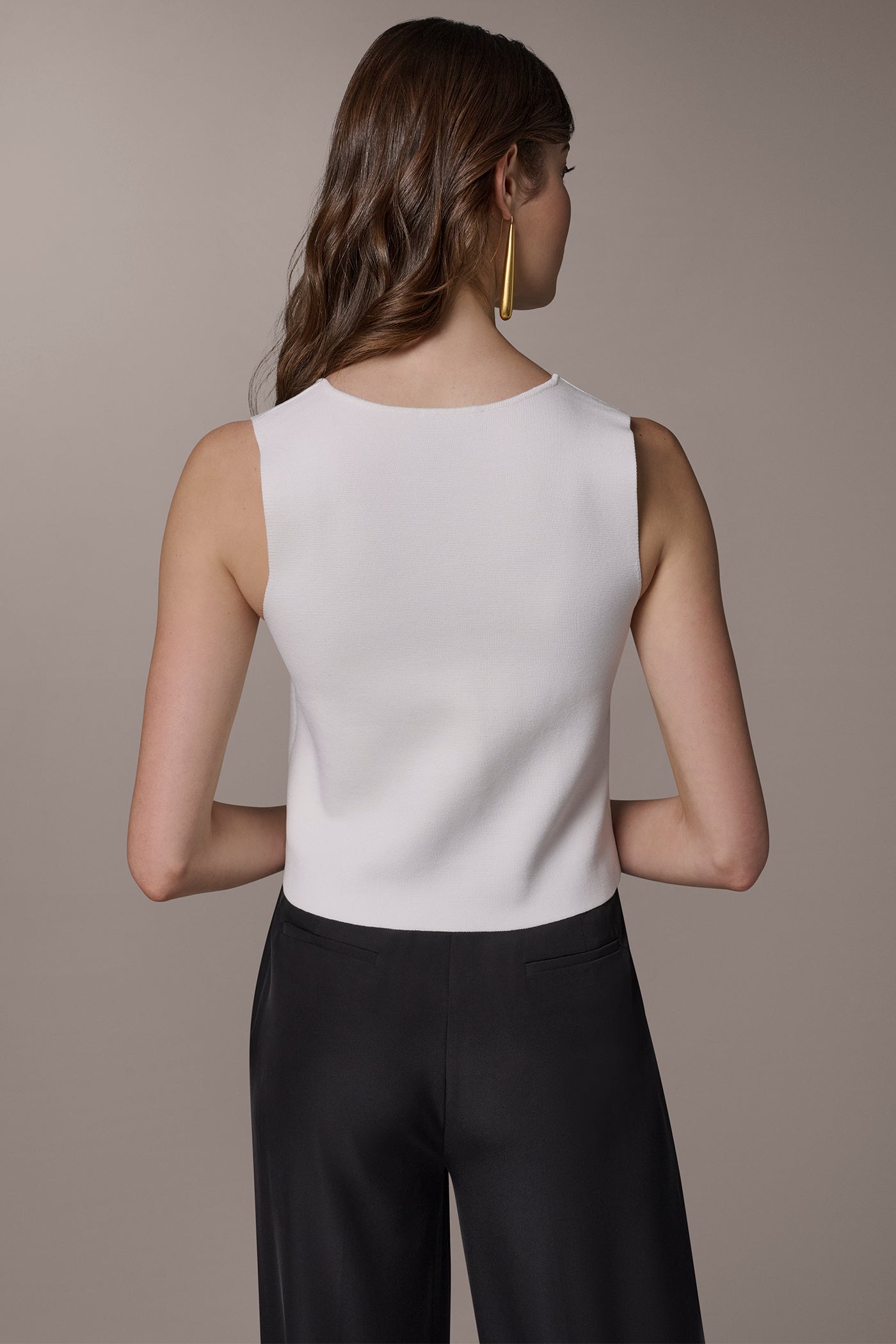Cream CROPPED SWEATER SUIT VEST Donna Karan