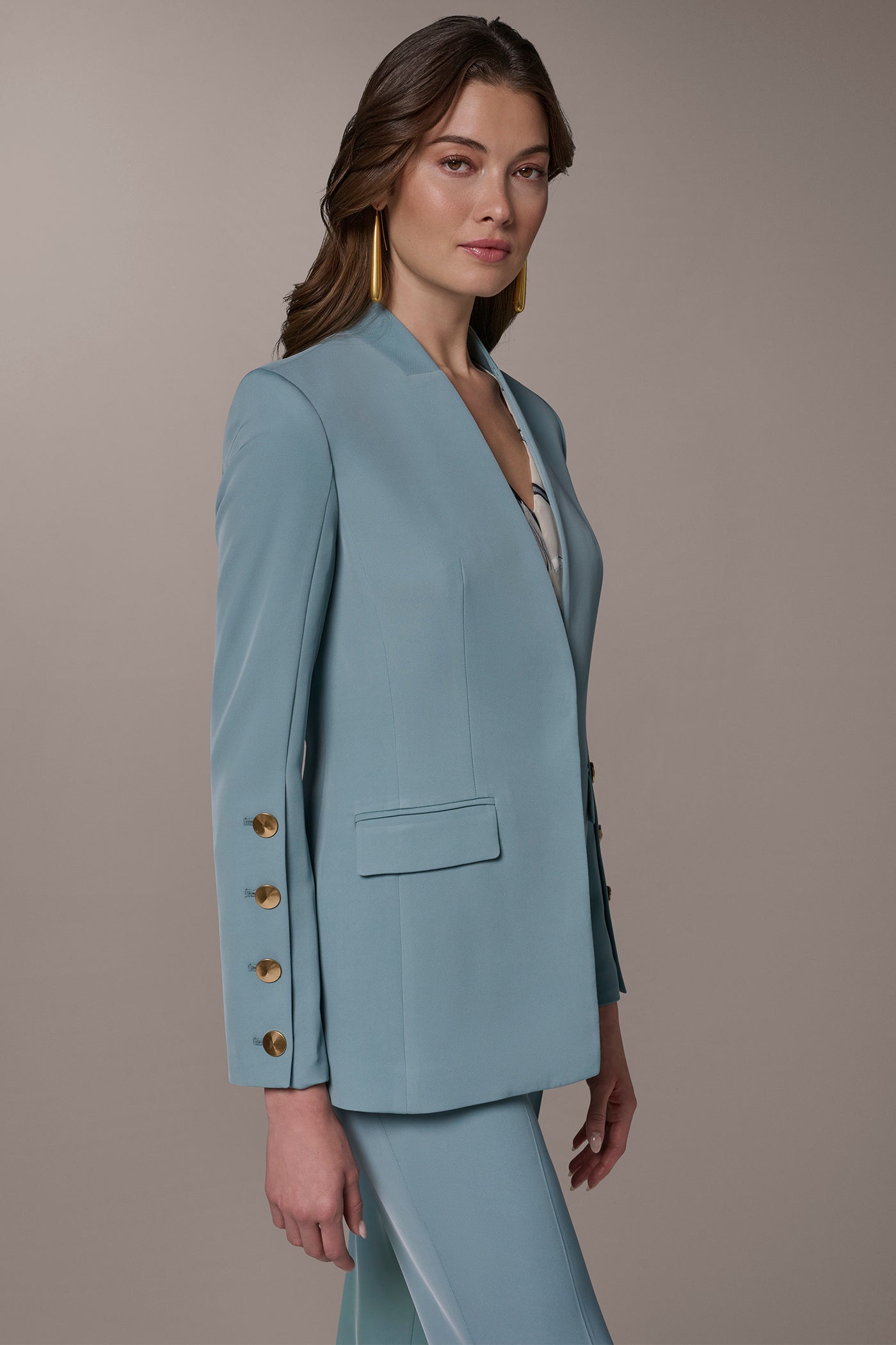 Waterlily BUTTON SLEEVE SUIT BLAZER Donna Karan
