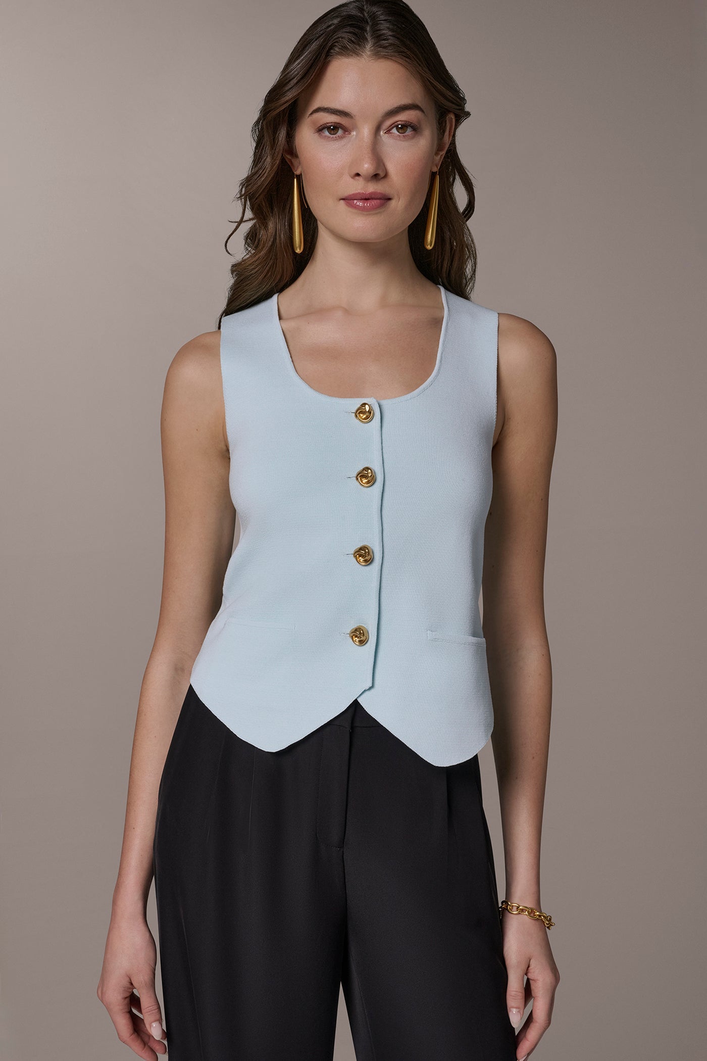 Skylight CROPPED SWEATER SUIT VEST Donna Karan