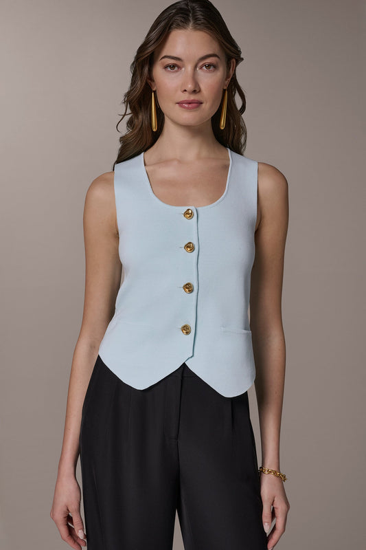 Skylight CROPPED SWEATER SUIT VEST Donna Karan