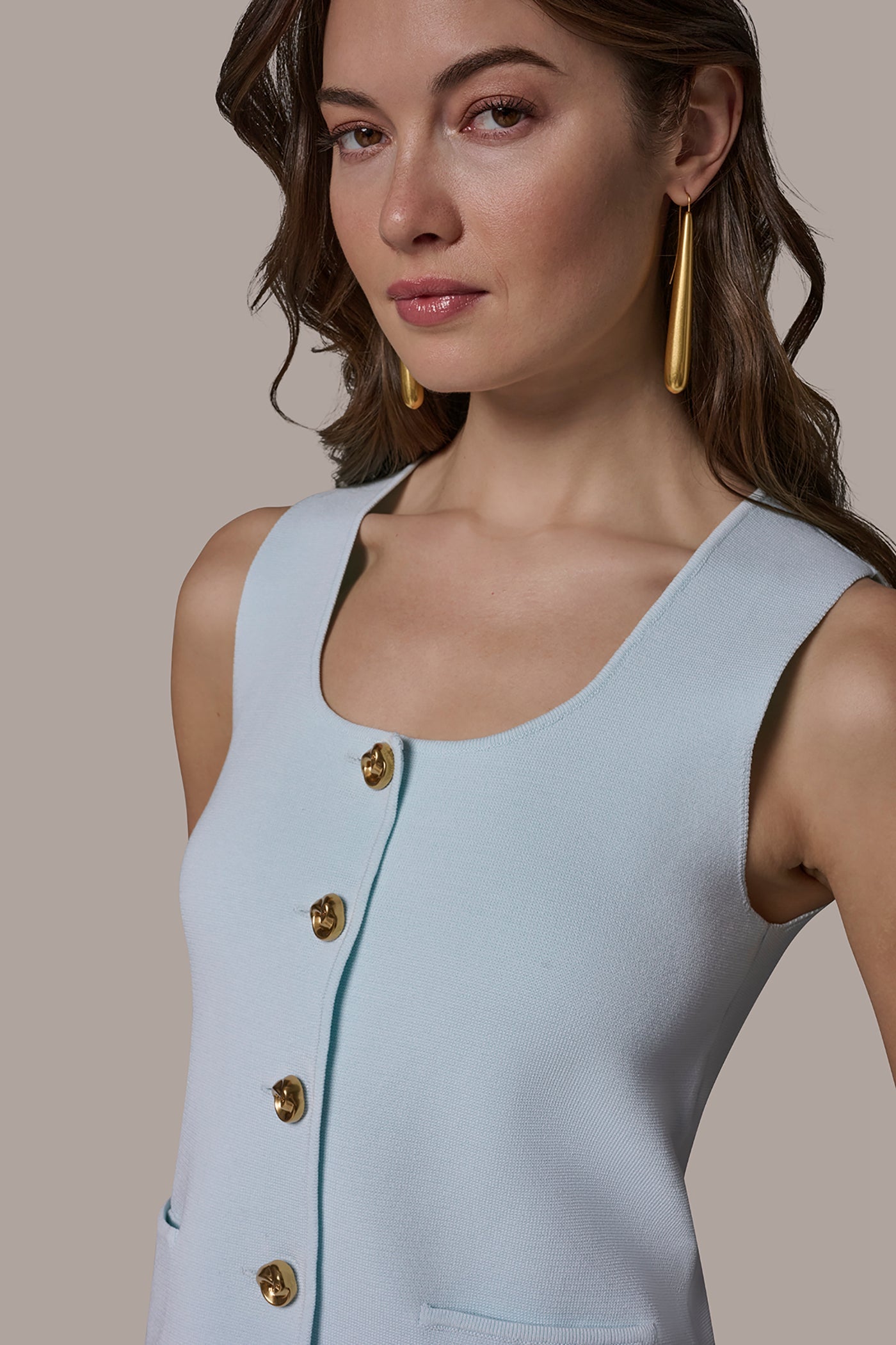 Skylight CROPPED SWEATER SUIT VEST Donna Karan
