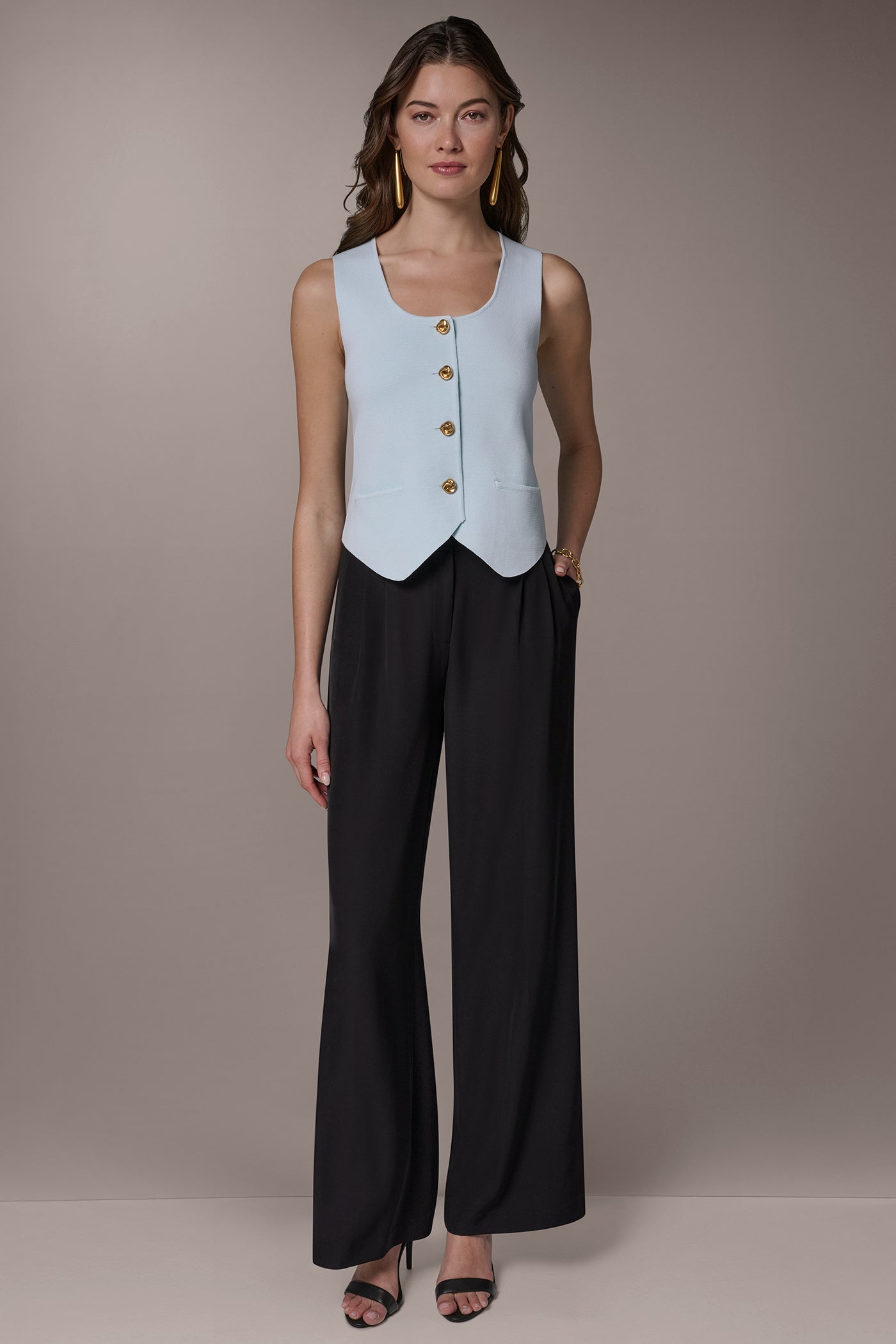 Skylight CROPPED SWEATER SUIT VEST Donna Karan