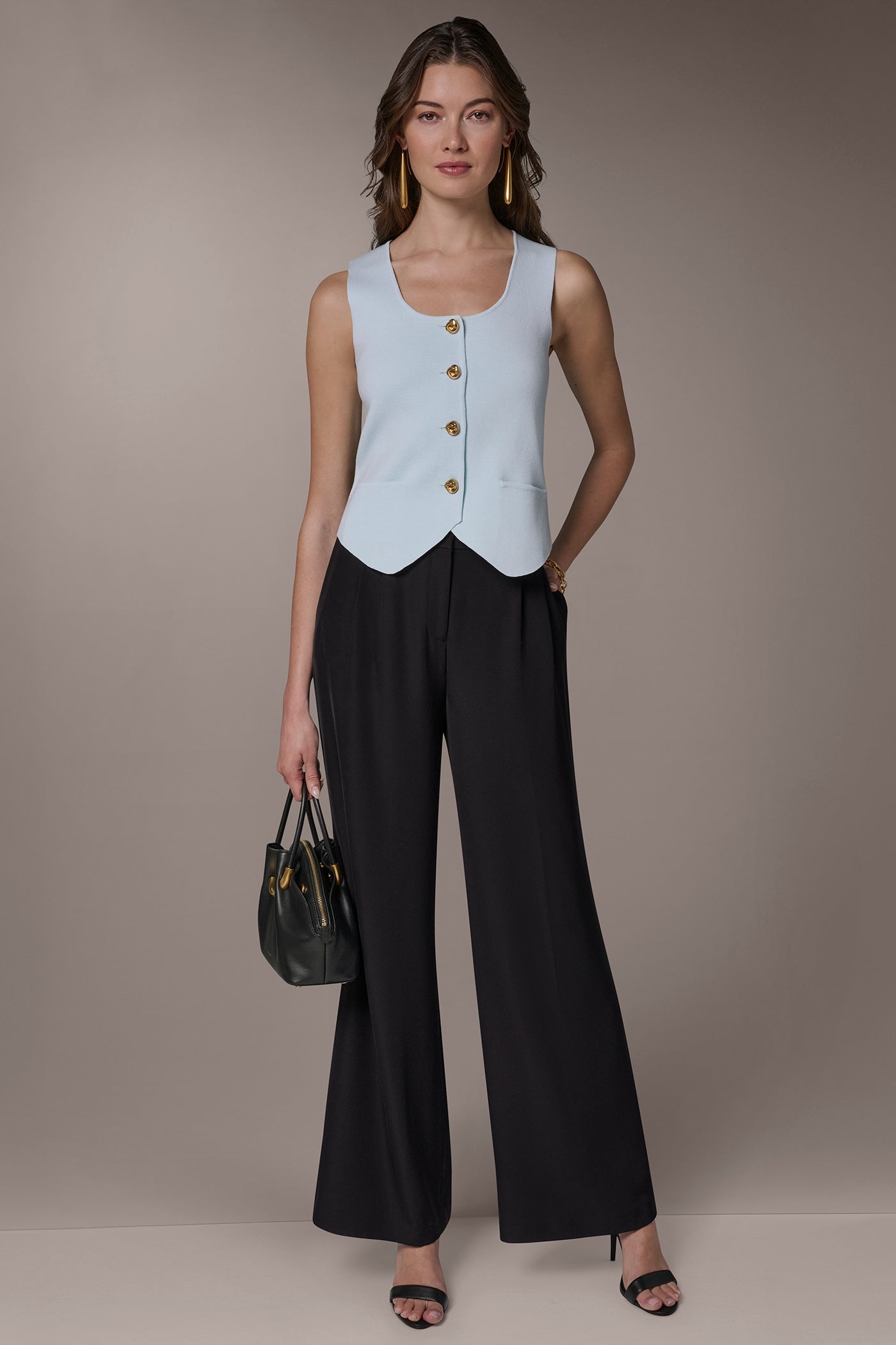 Skylight CROPPED SWEATER SUIT VEST Donna Karan