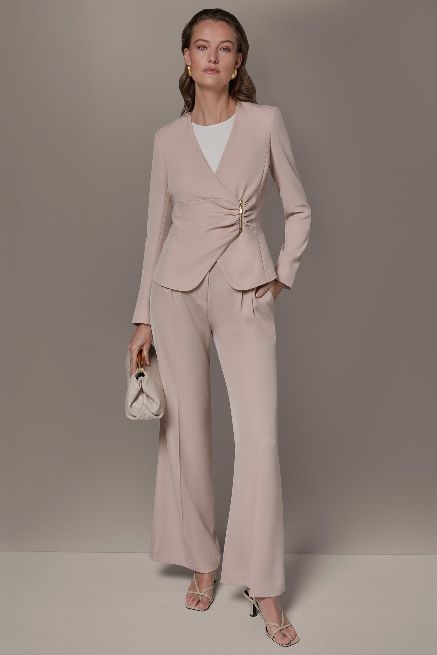 Snow Petal CROPPED WRAP ZIP BLAZER Donna Karan