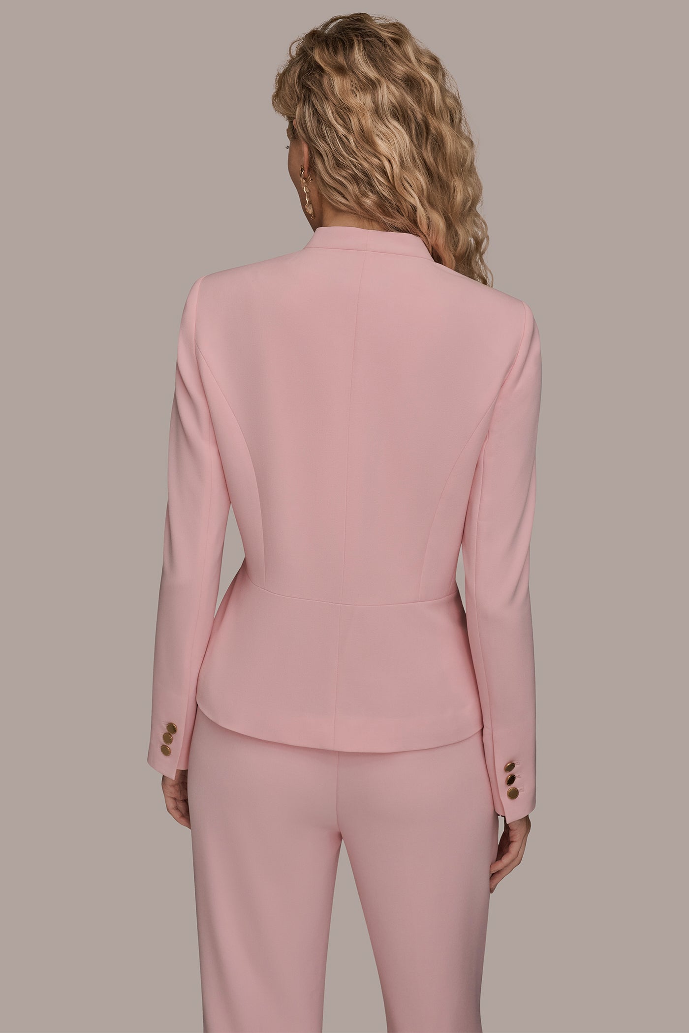 Pink BAR-EMBELLISHED WRAP BLAZER Donna Karan