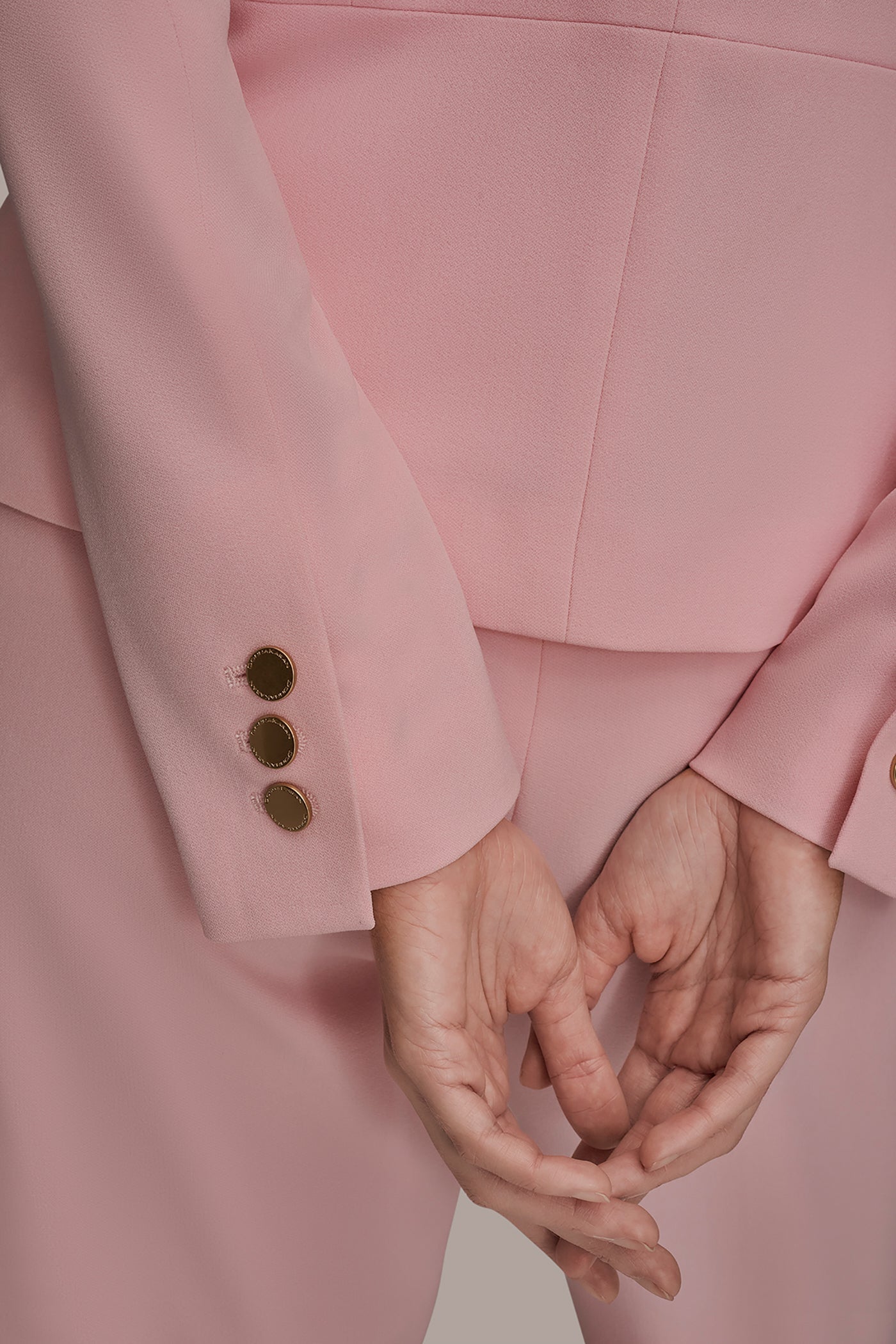 Pink BAR-EMBELLISHED WRAP BLAZER Donna Karan