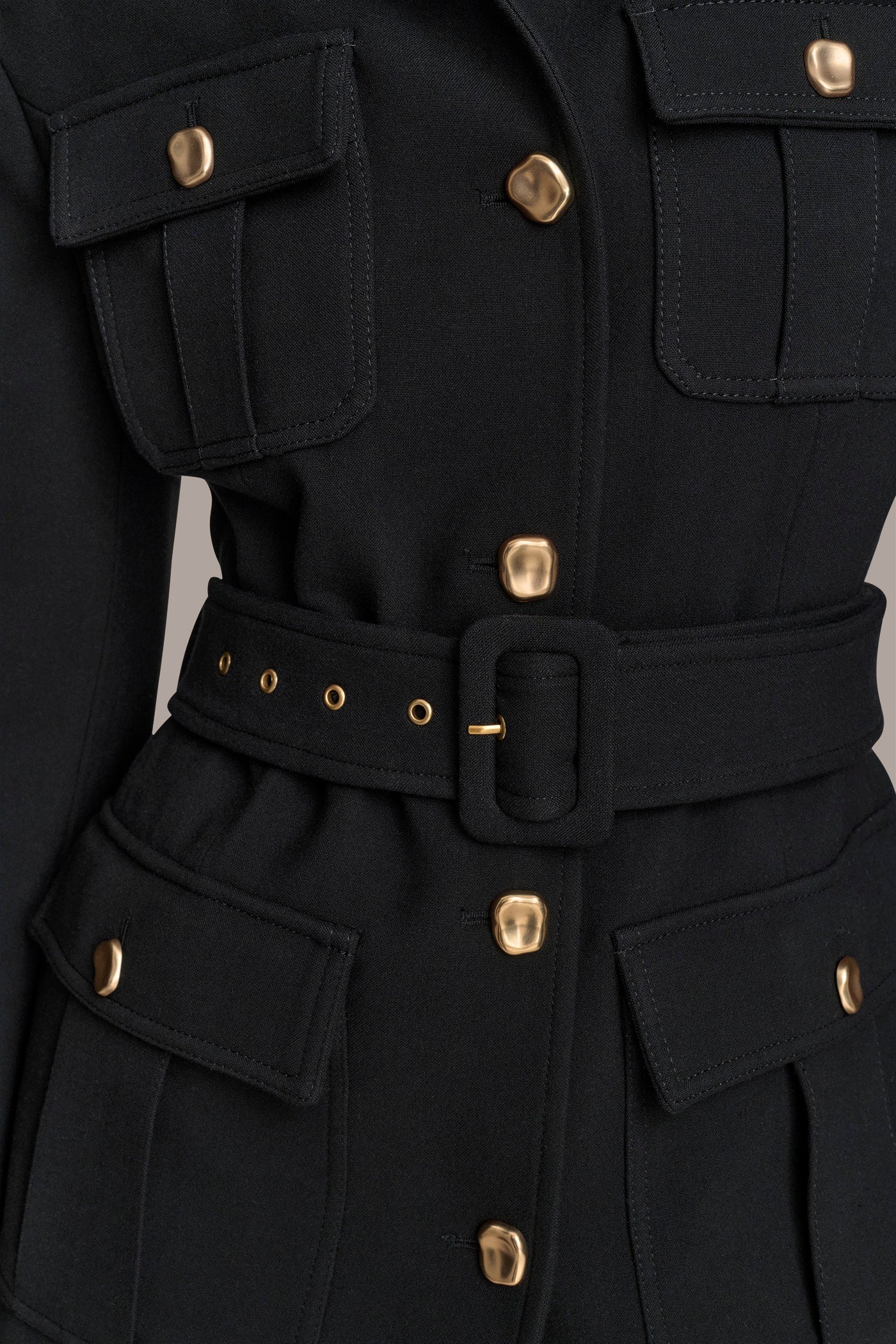 Black BELTED MILITARY BLAZER Donna Karan