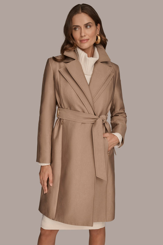 KHAKI DOUBLE COLLAR TRENCH Donna Karan