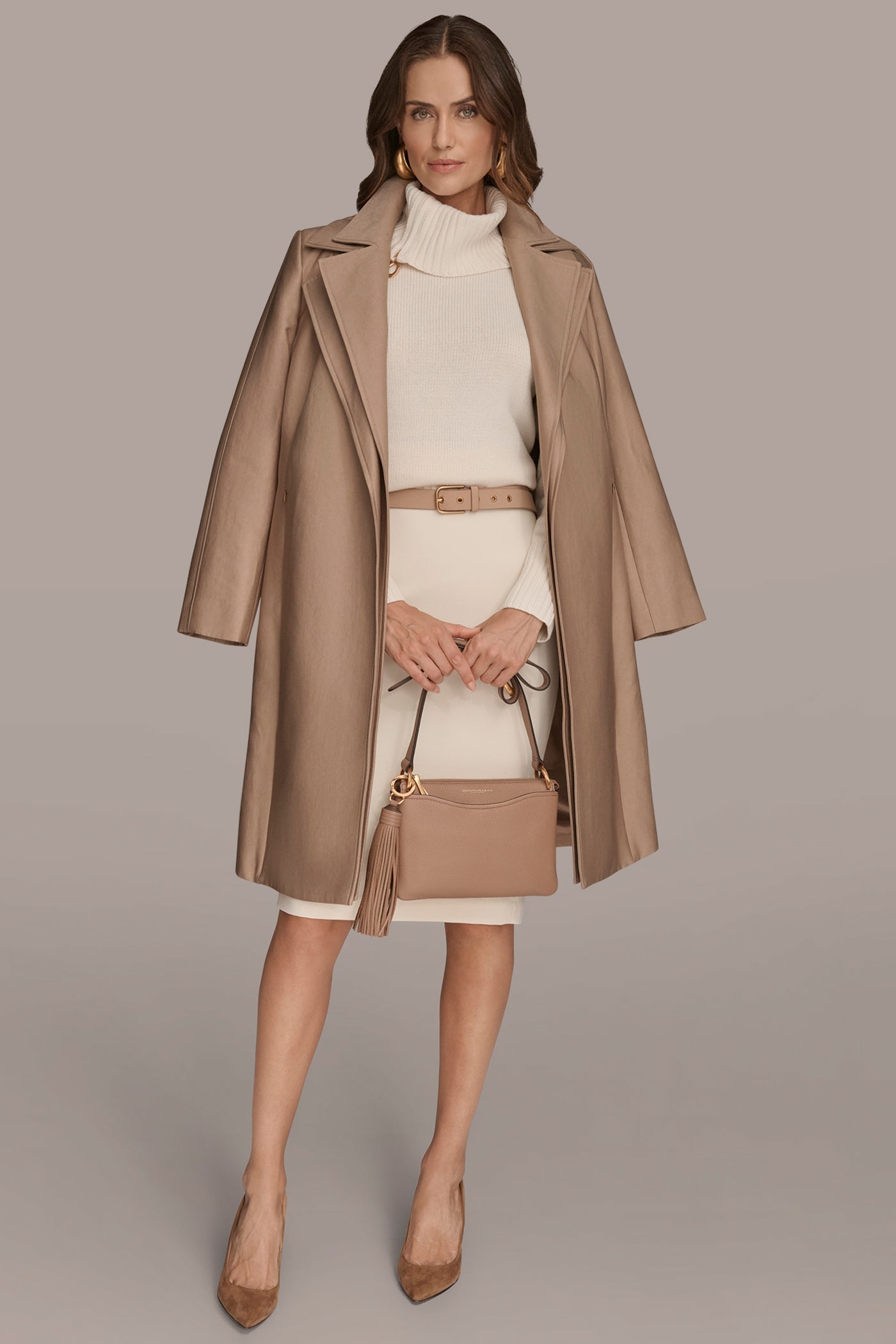 KHAKI DOUBLE COLLAR TRENCH Donna Karan