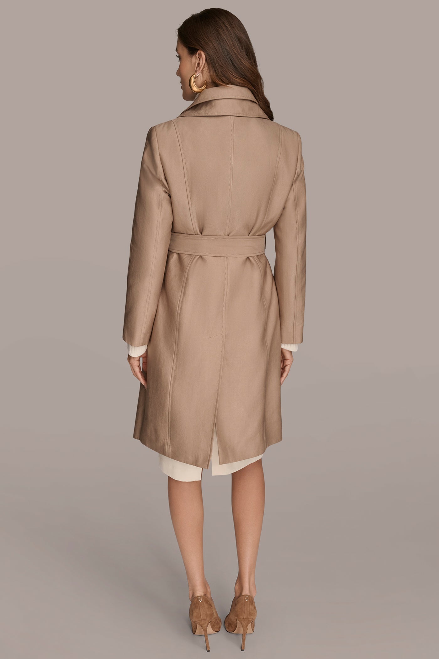 KHAKI DOUBLE COLLAR TRENCH Donna Karan