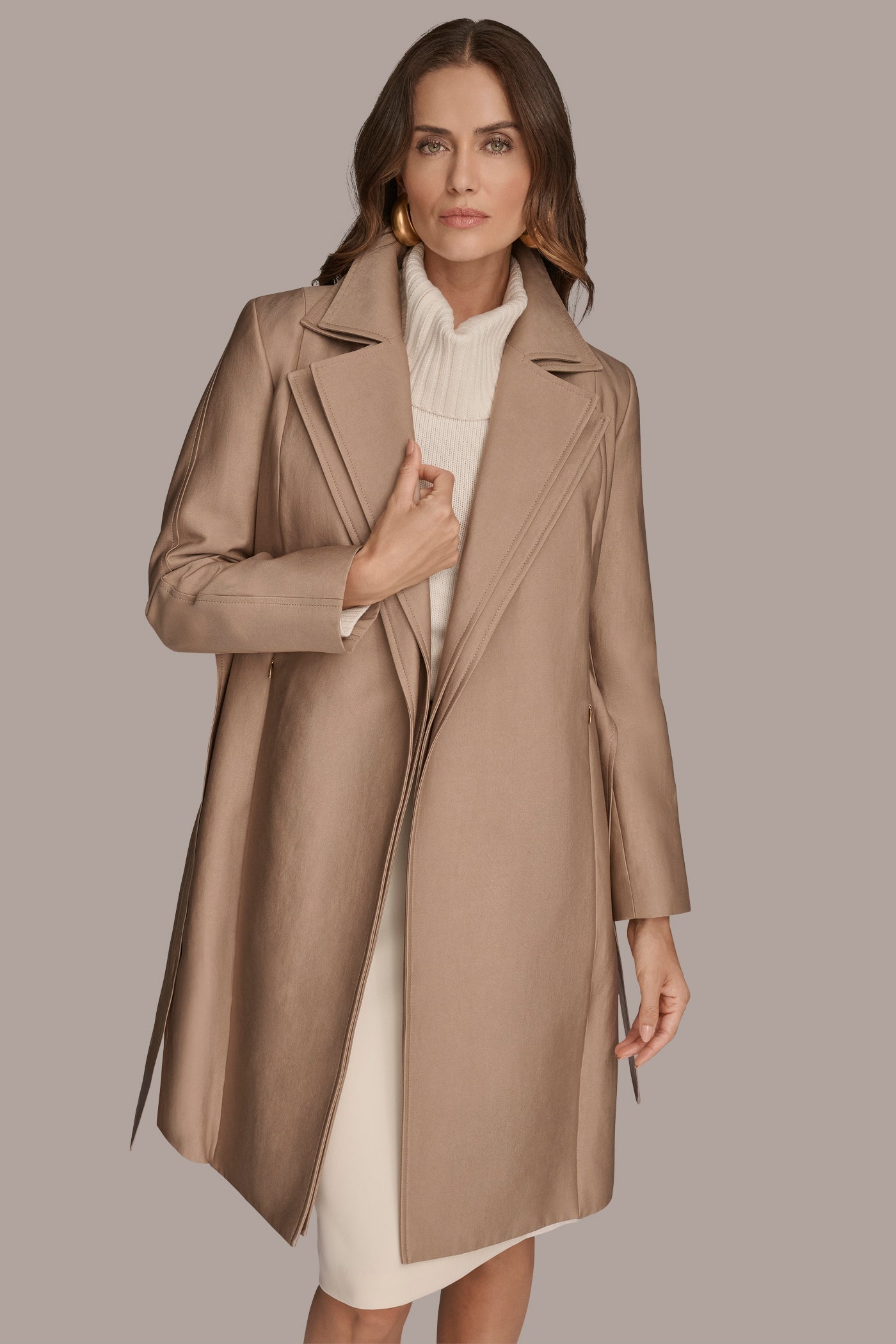 KHAKI DOUBLE COLLAR TRENCH Donna Karan