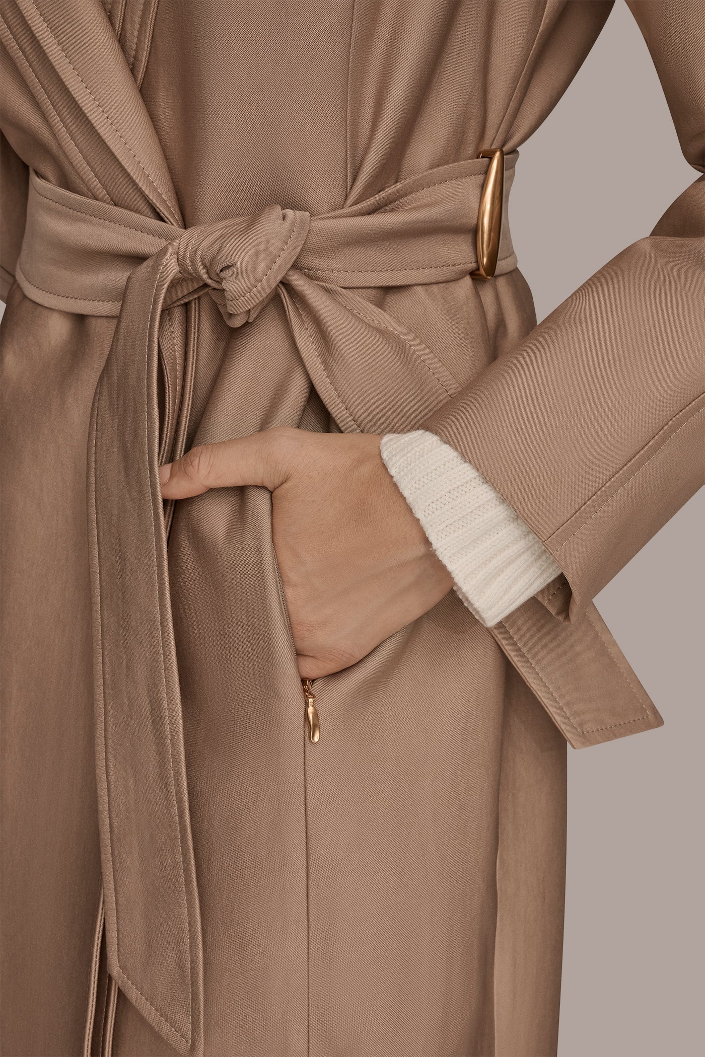 KHAKI DOUBLE COLLAR TRENCH Donna Karan