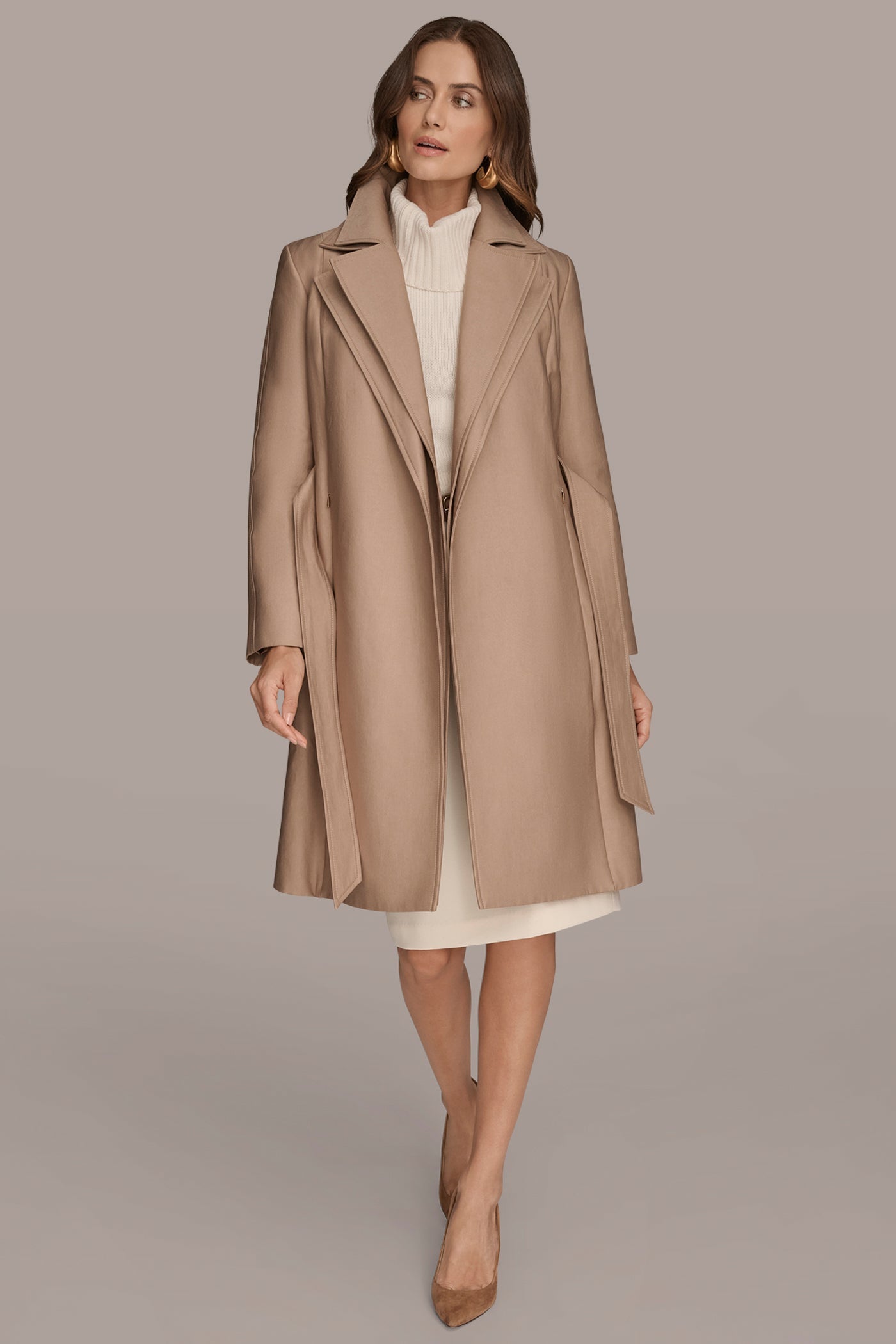 KHAKI DOUBLE COLLAR TRENCH Donna Karan
