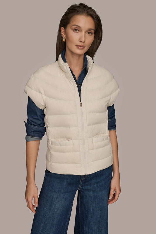 CREAM CAP SLEEVE PUFFER VEST Donna Karan