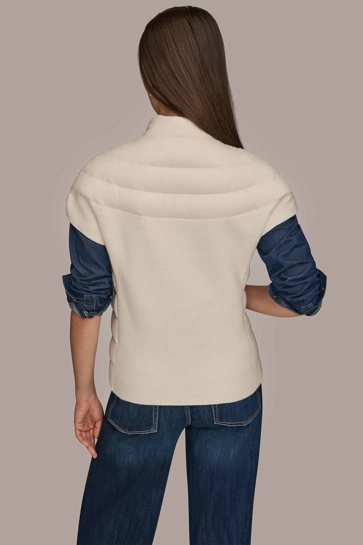 CREAM CAP SLEEVE PUFFER VEST Donna Karan