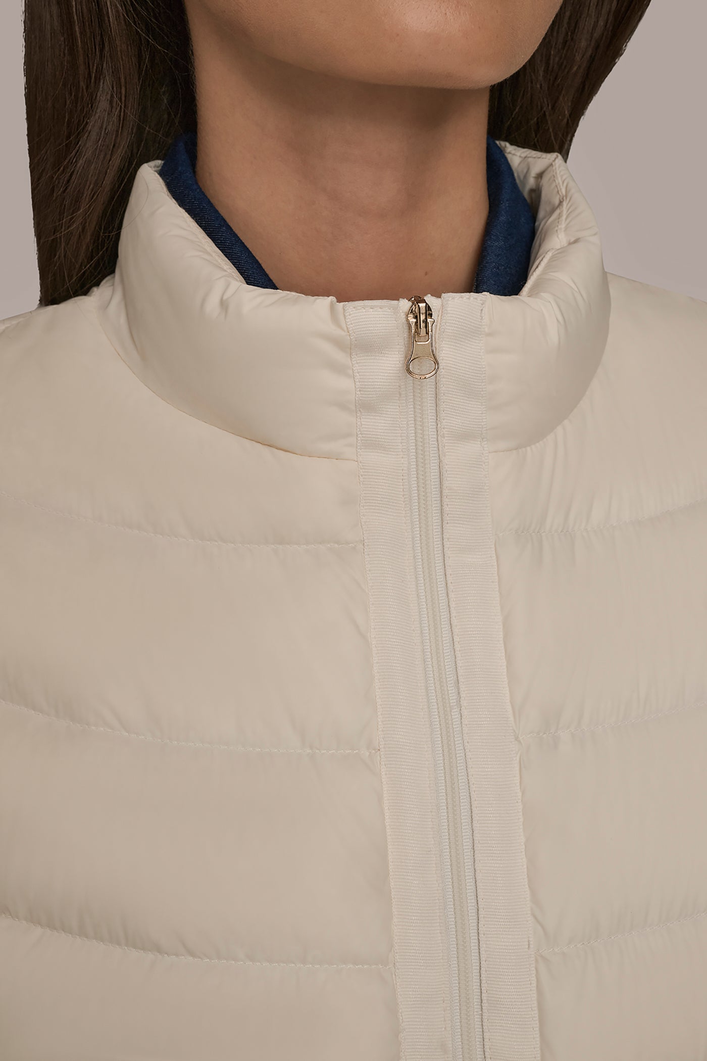 CREAM CAP SLEEVE PUFFER VEST Donna Karan
