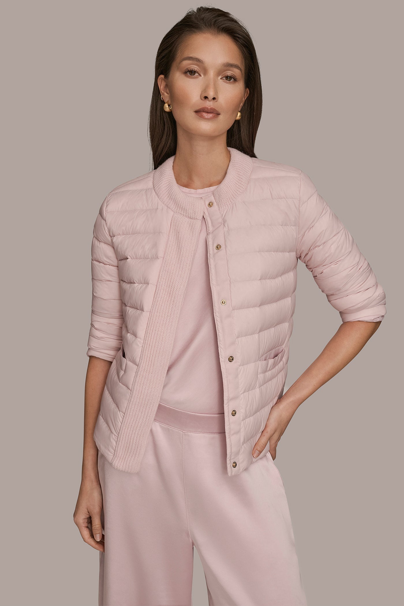 PINK WISTERIA DOWN PUFFER JACKET Donna Karan