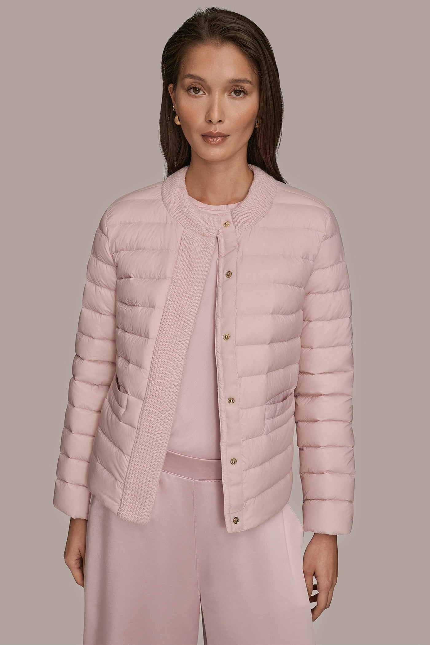 PINK WISTERIA DOWN PUFFER JACKET Donna Karan