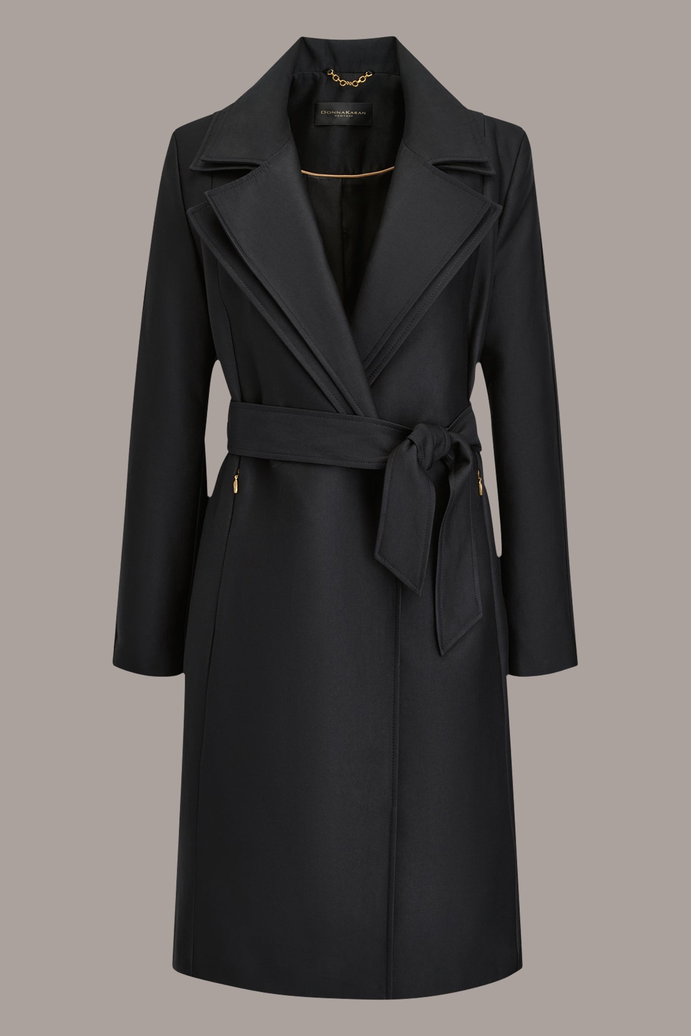 Black DOUBLE COLLAR TRENCH Donna Karan