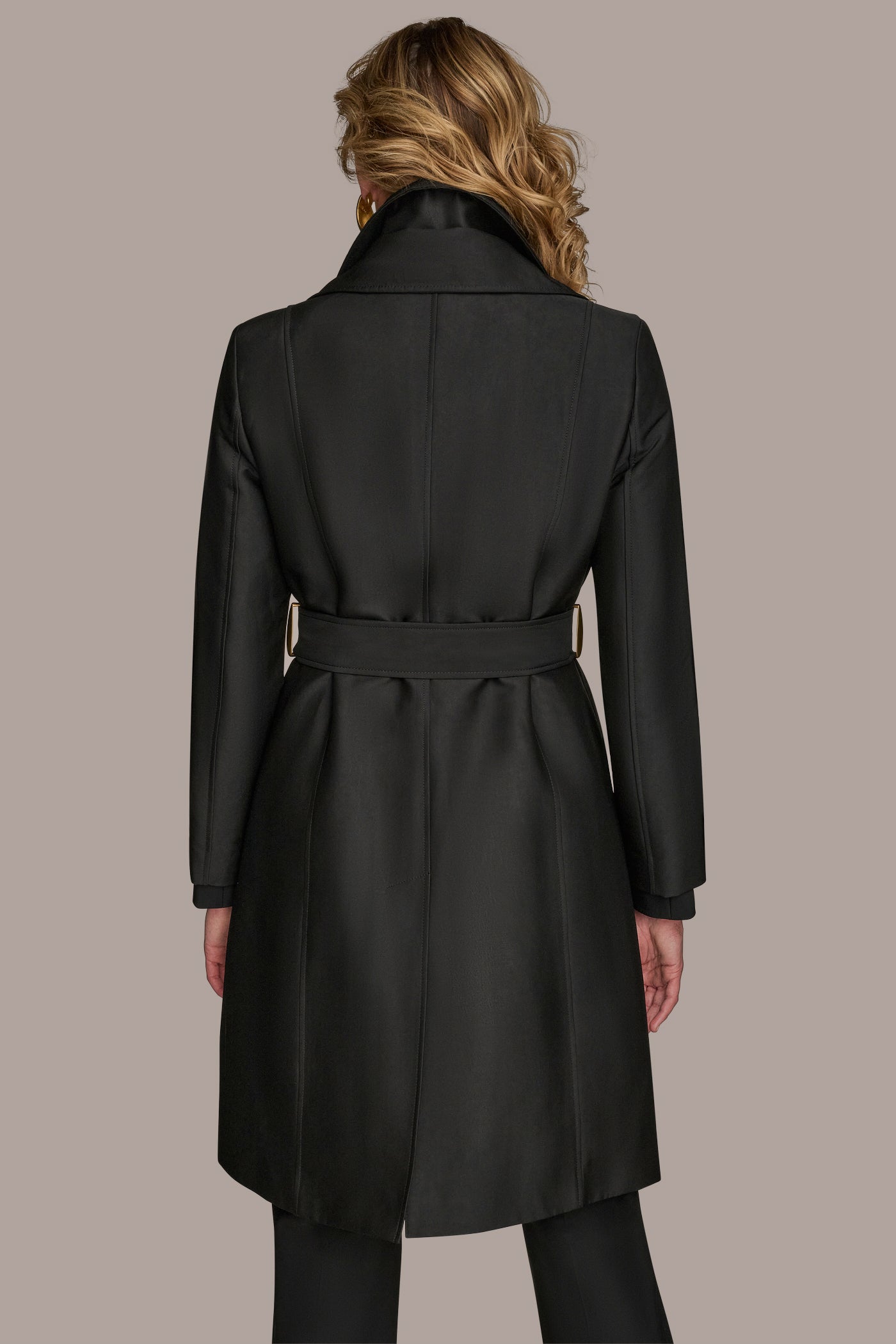 Black DOUBLE COLLAR TRENCH Donna Karan