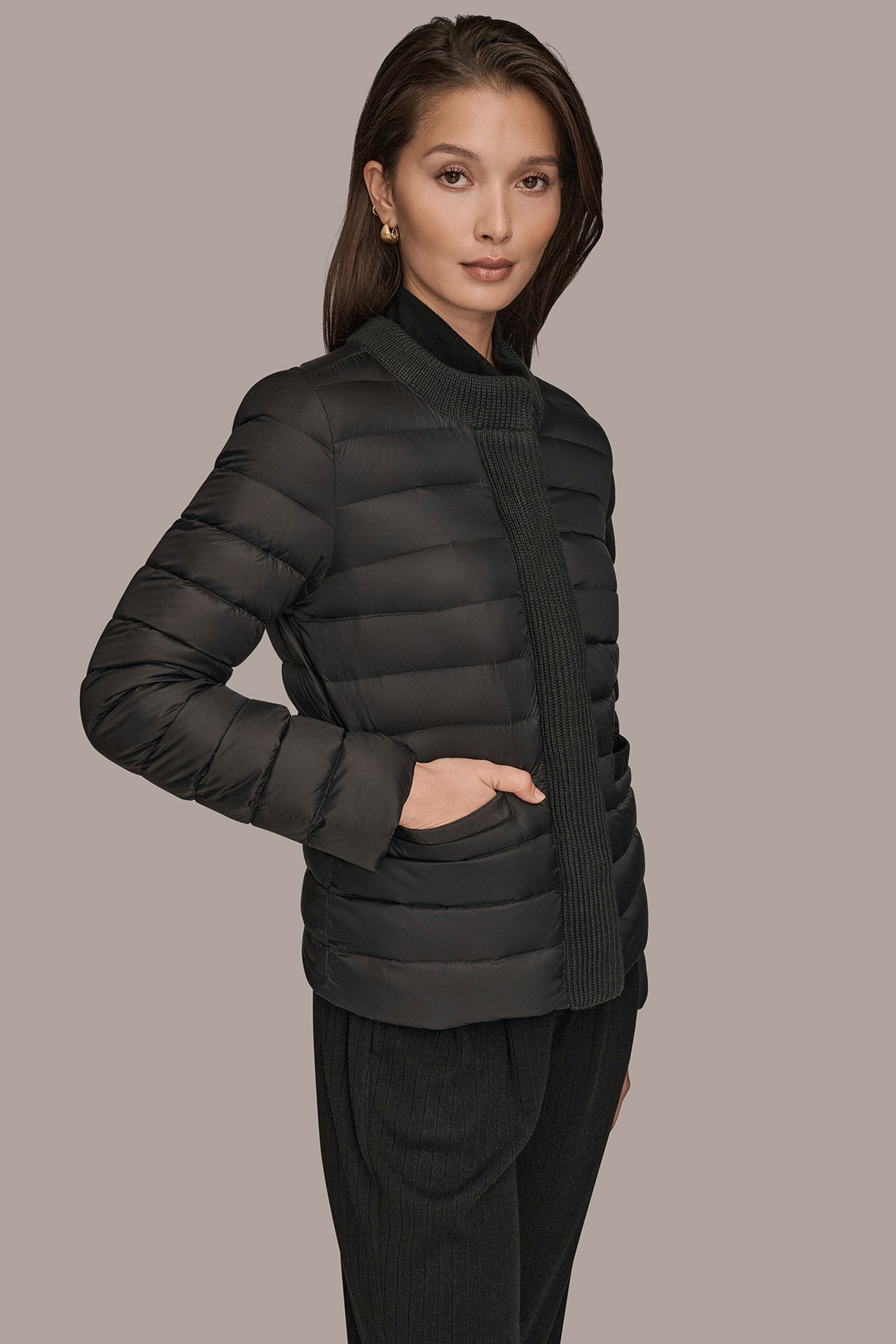 Black DOWN PUFFER JACKET Donna Karan