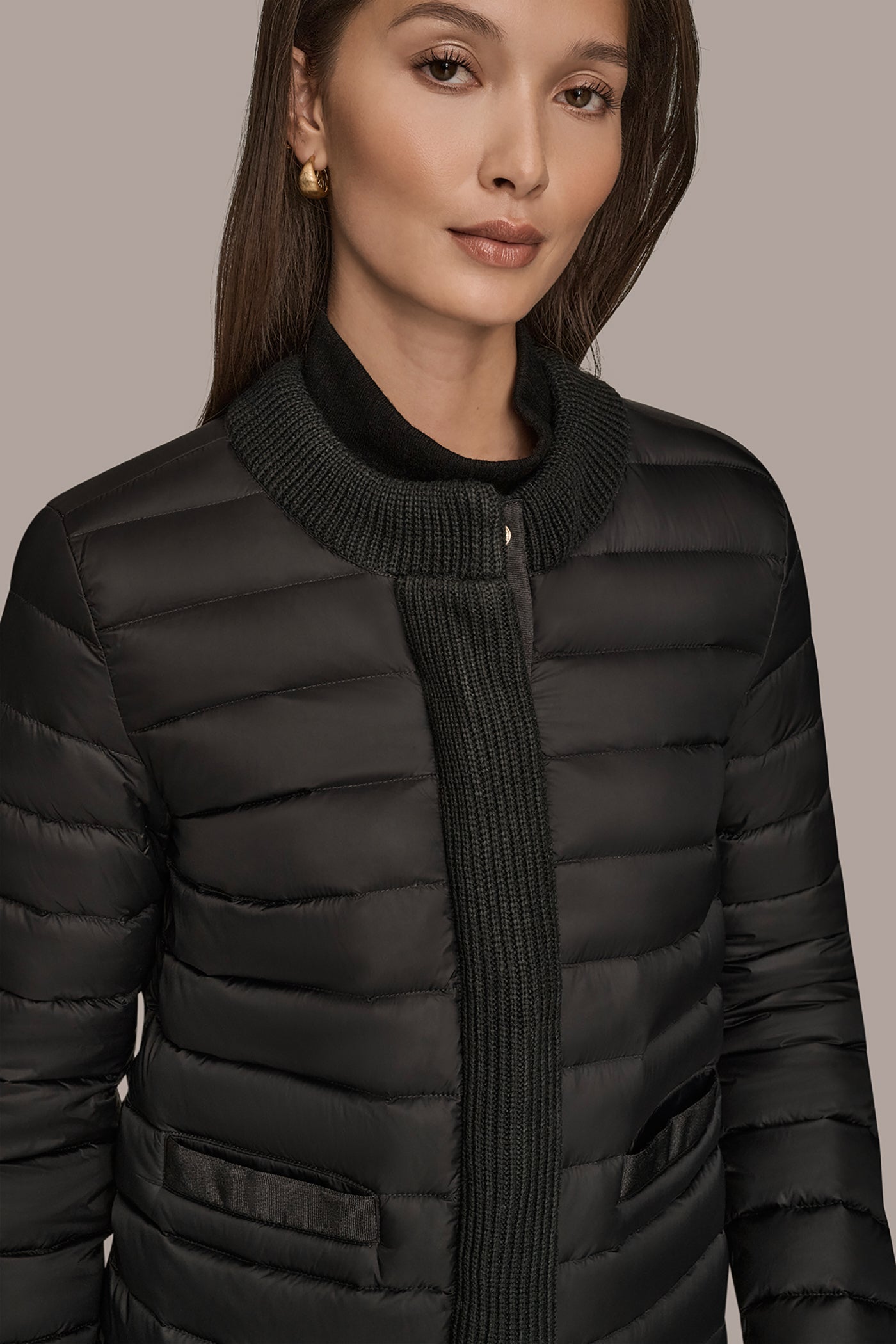 Black DOWN PUFFER JACKET Donna Karan