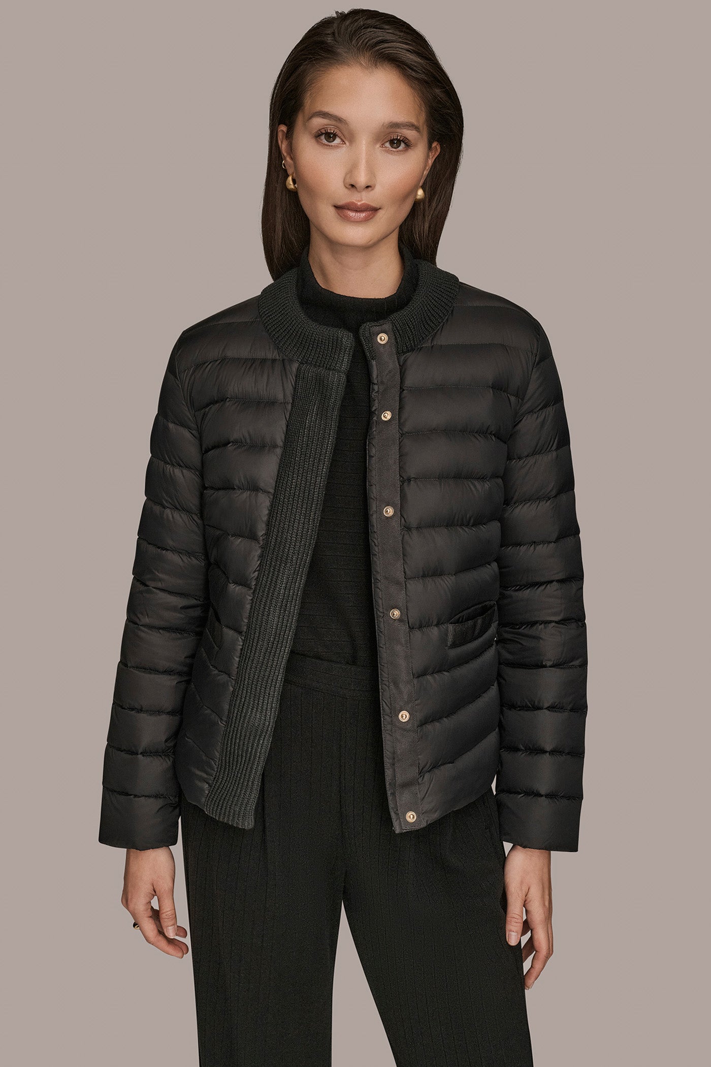 Black DOWN PUFFER JACKET Donna Karan