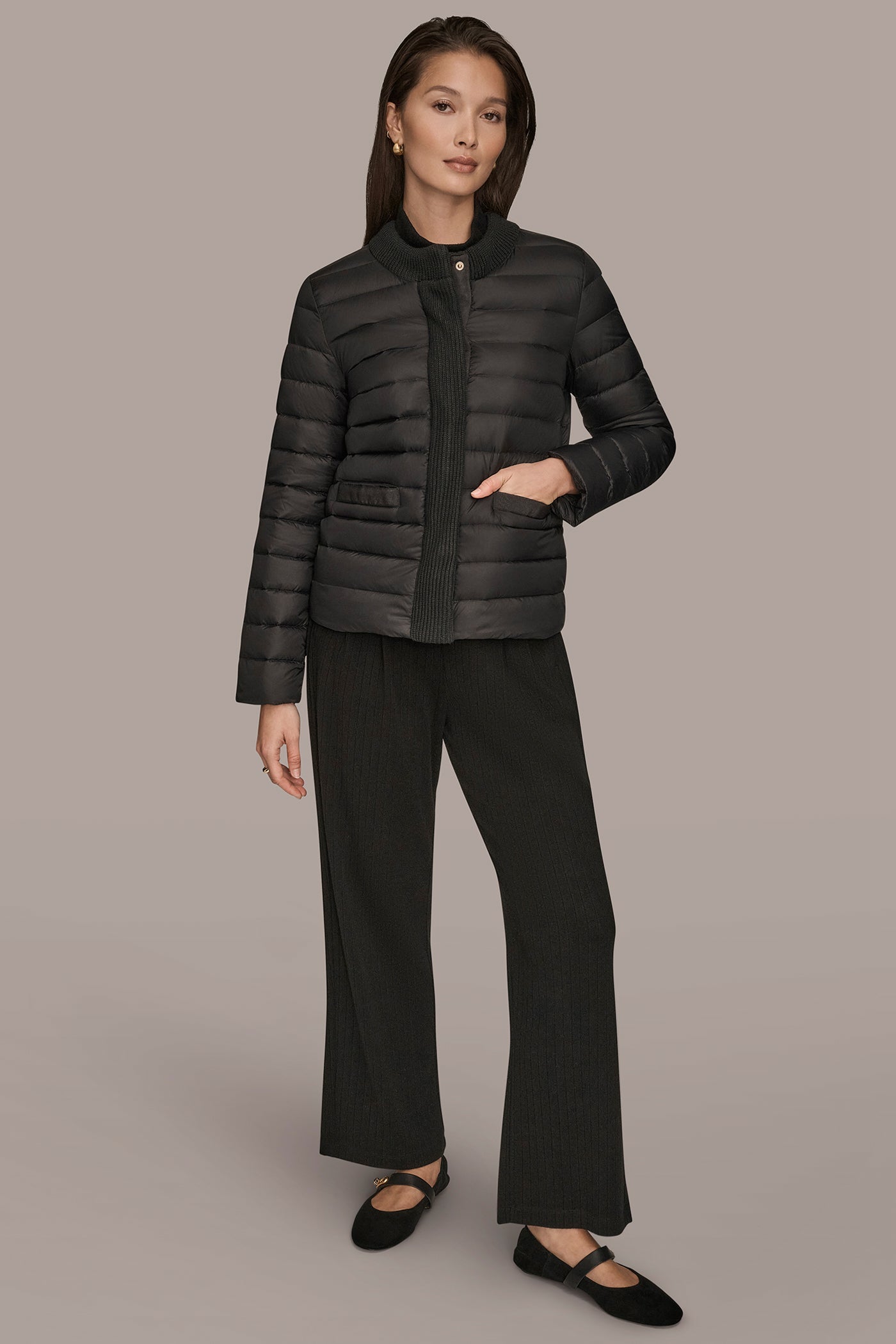 Black DOWN PUFFER JACKET Donna Karan