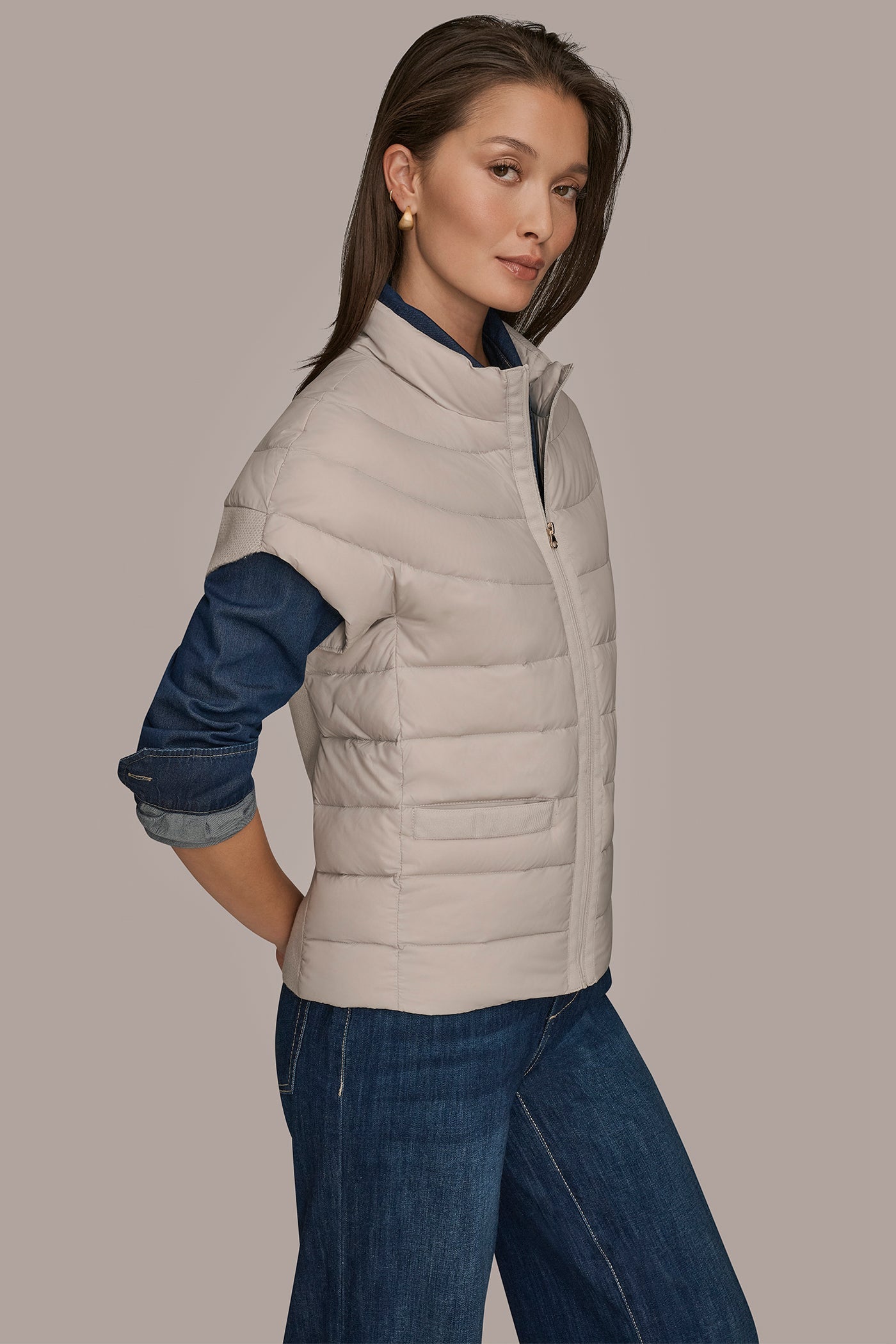 VAPOR CAP SLEEVE PUFFER VEST Donna Karan