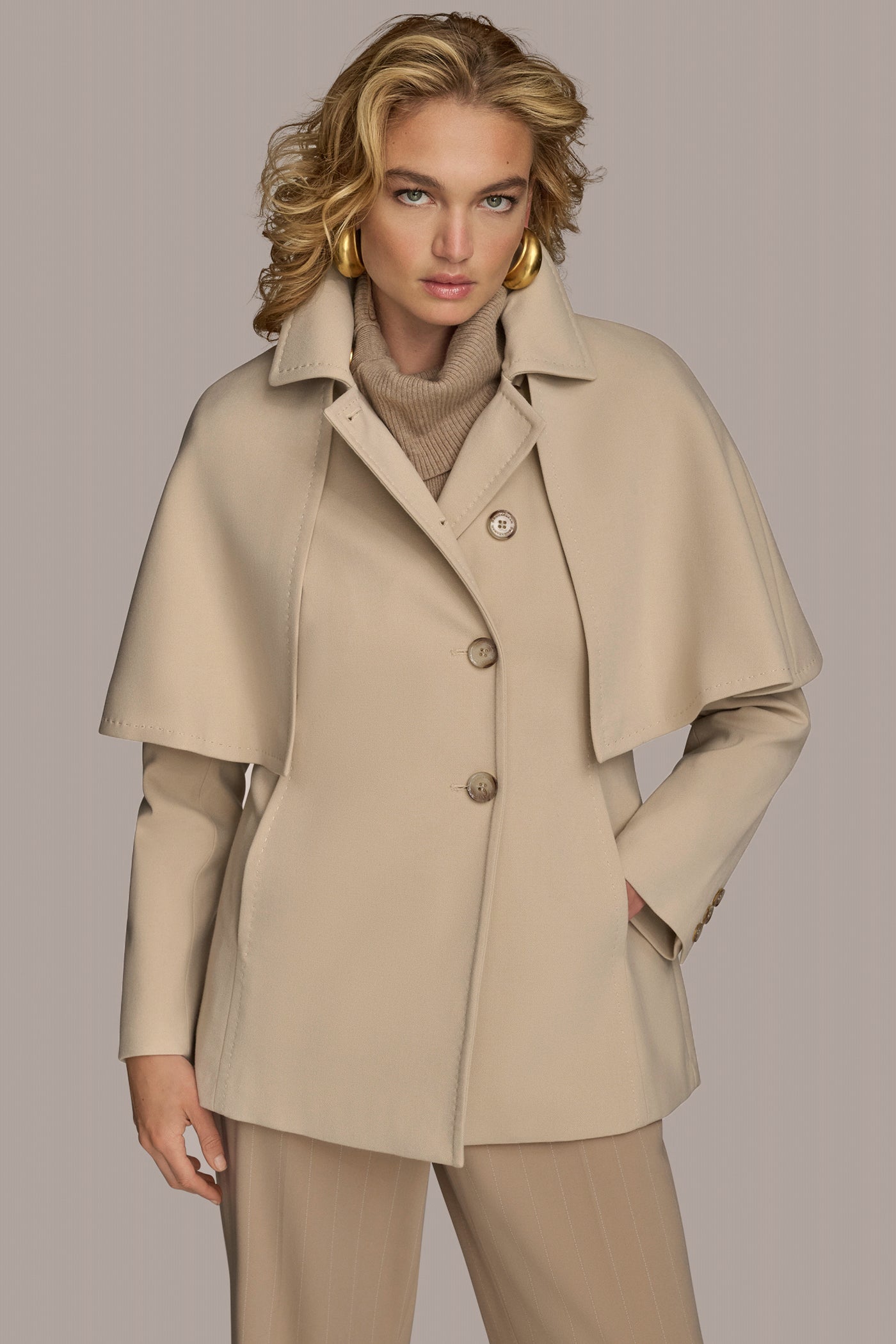 Ivory WATER REPELLENT CREPE CAPELET Donna Karan