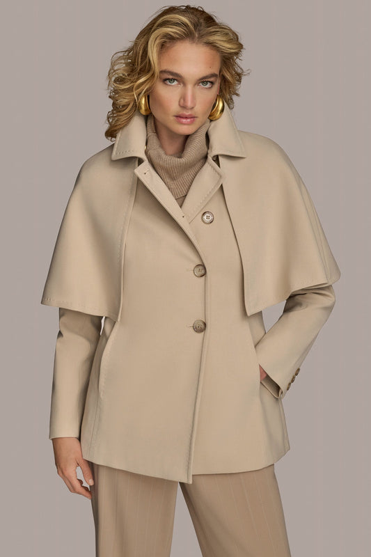 Ivory WATER REPELLENT CREPE CAPELET Donna Karan