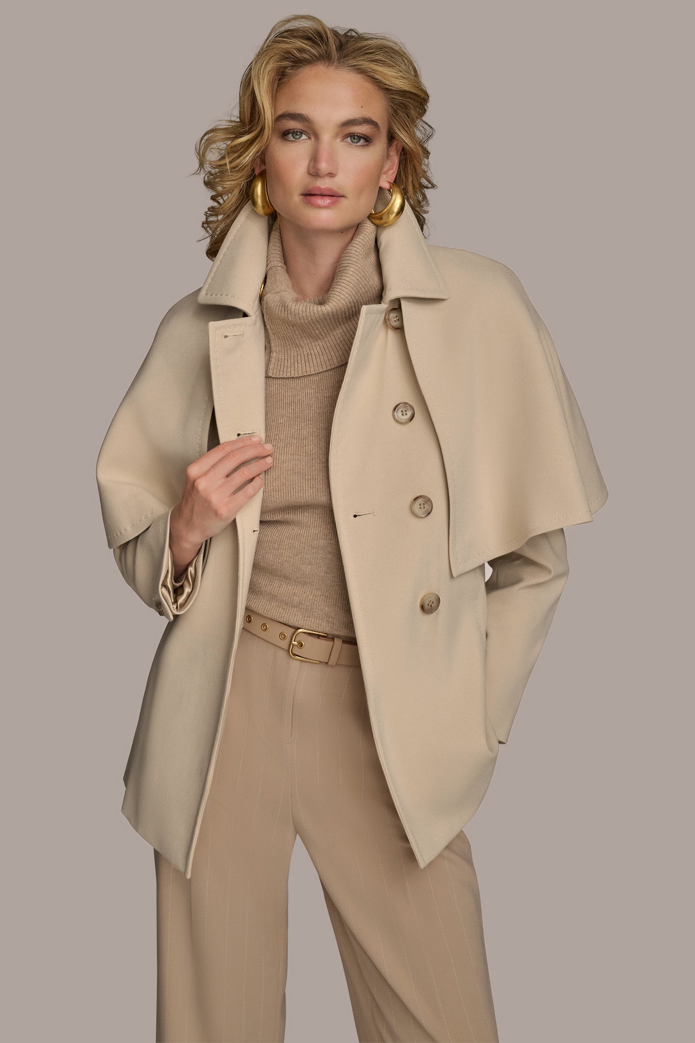 Ivory WATER REPELLENT CREPE CAPELET Donna Karan