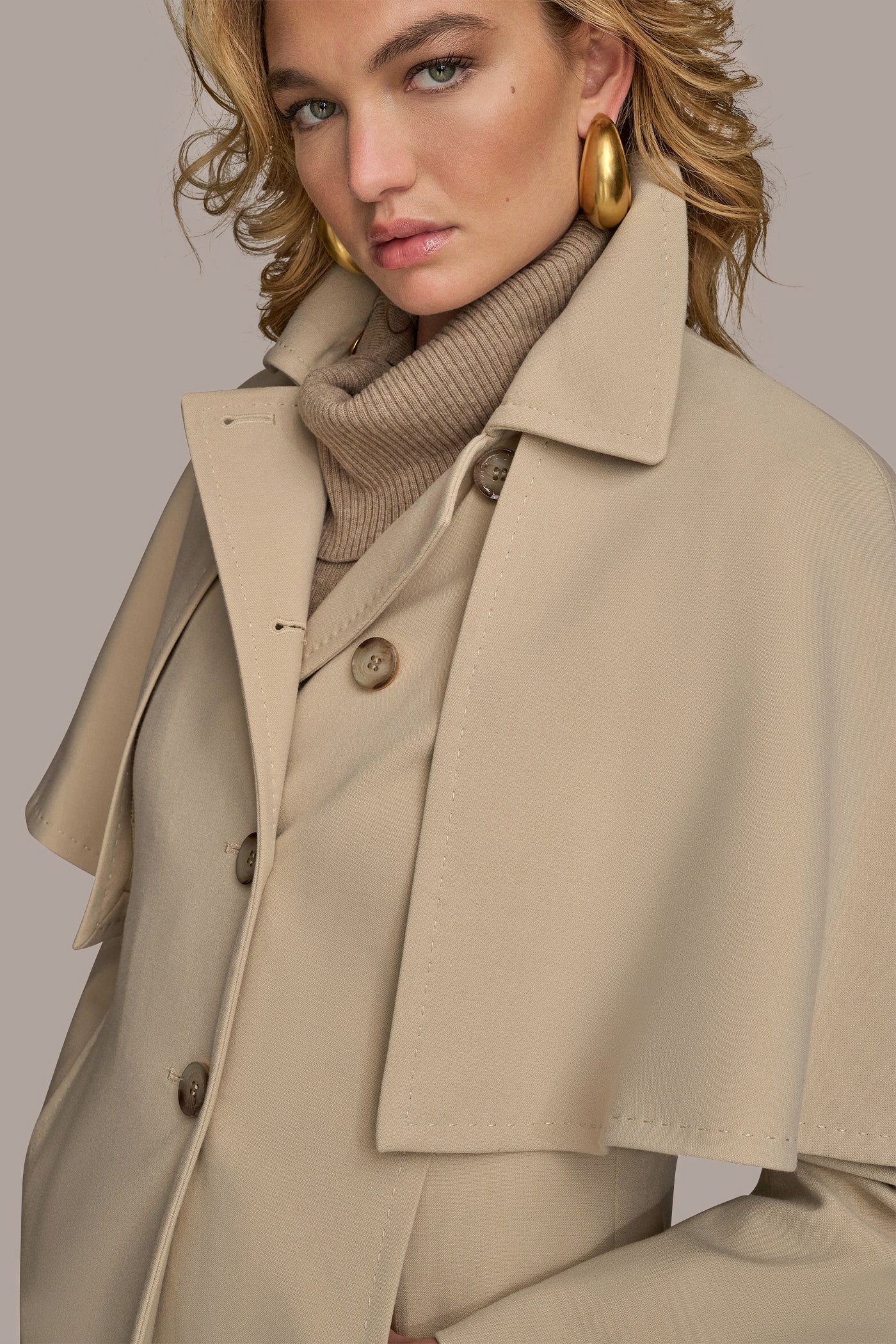 Ivory WATER REPELLENT CREPE CAPELET Donna Karan