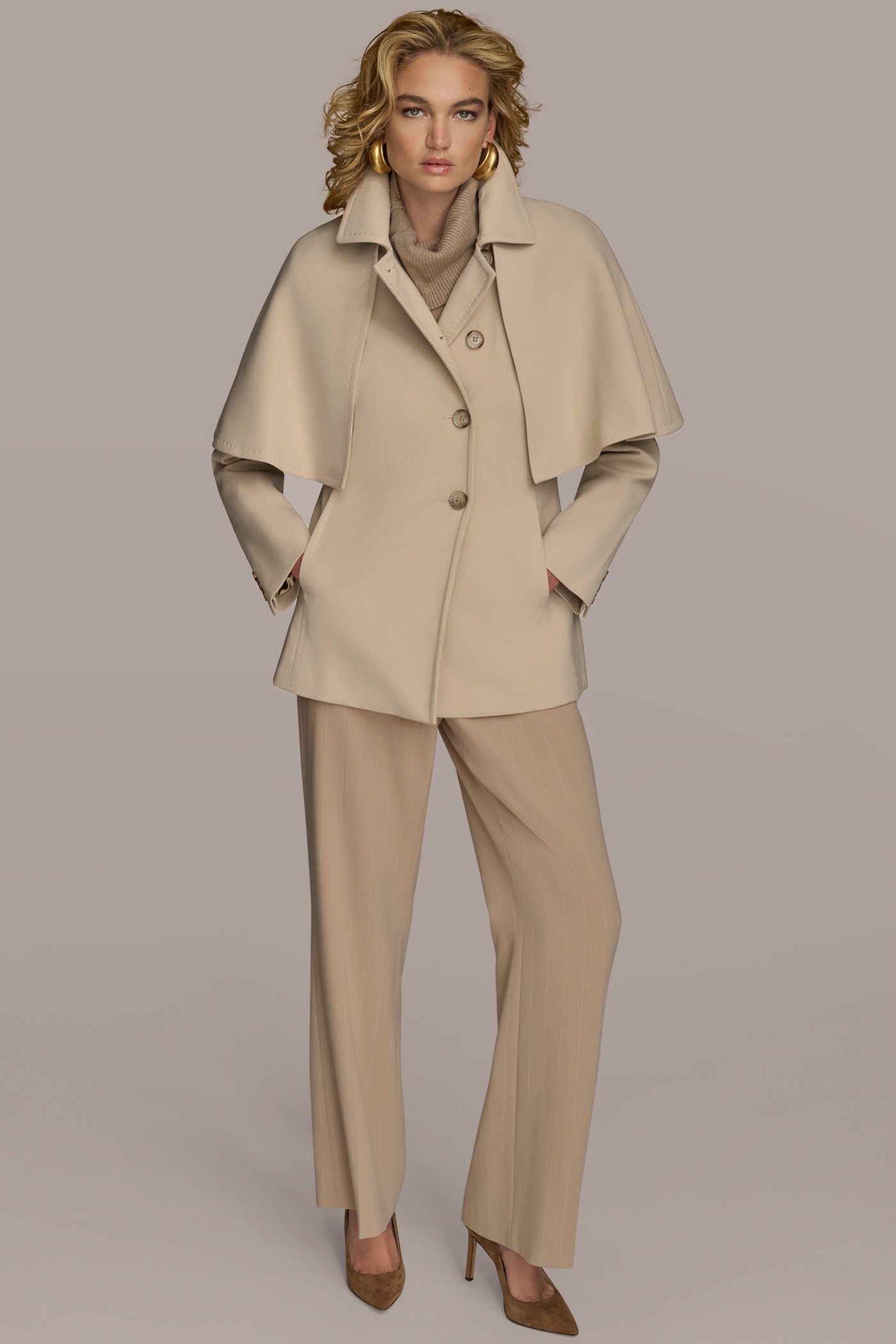 Ivory WATER REPELLENT CREPE CAPELET Donna Karan
